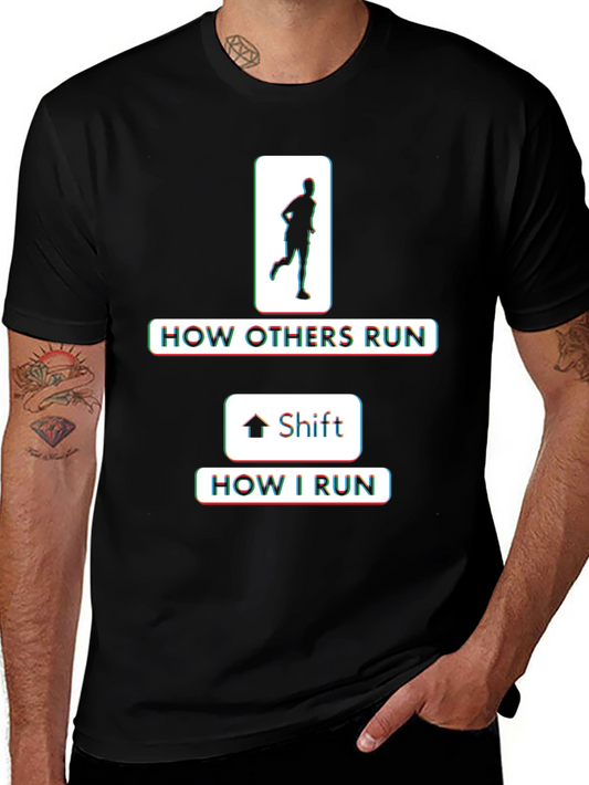 Camiseta Negra Divertida Correr - Modo Shift Activado