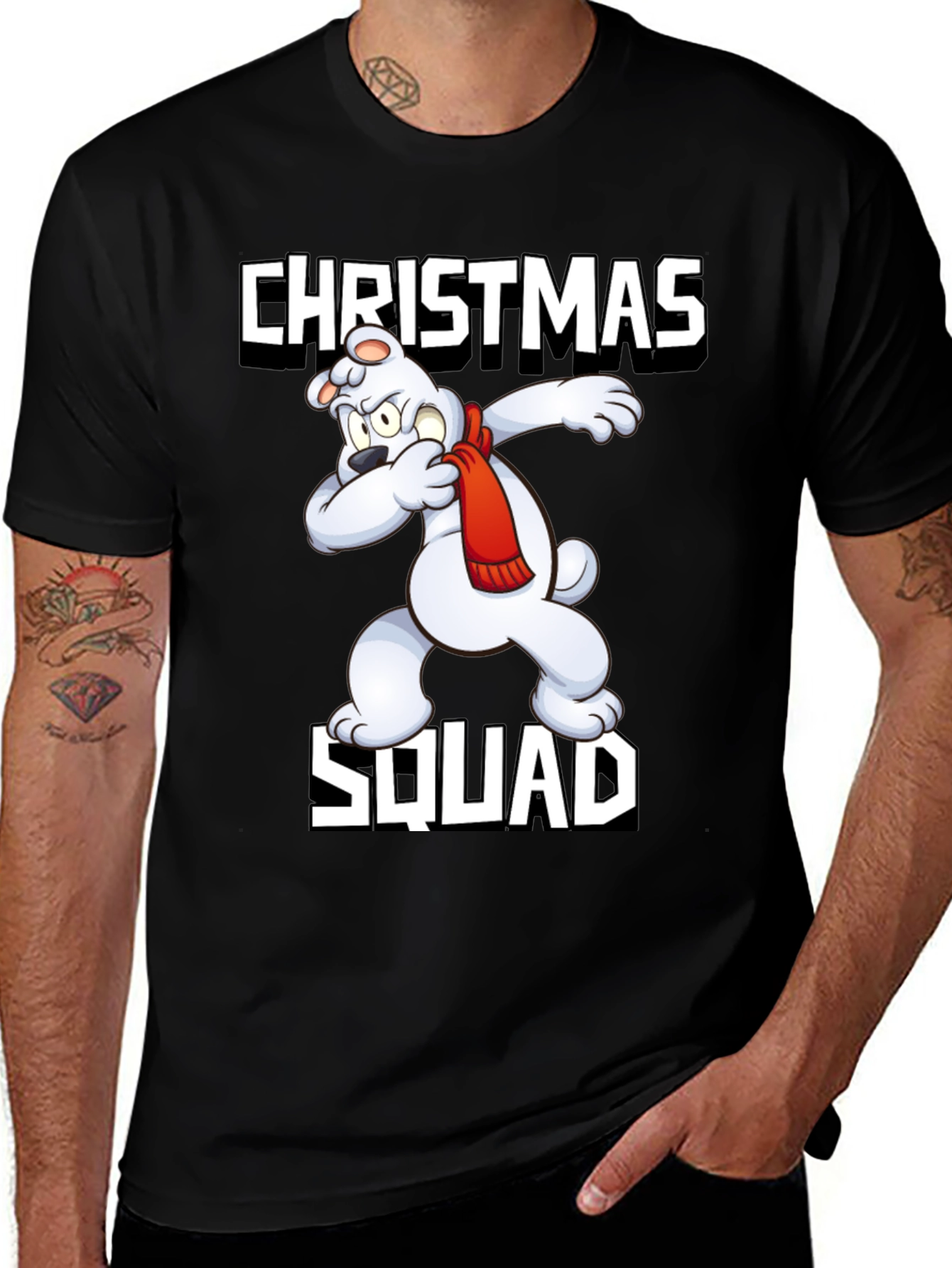 Camiseta Negra Christmas Squad Oso Polar Navideño