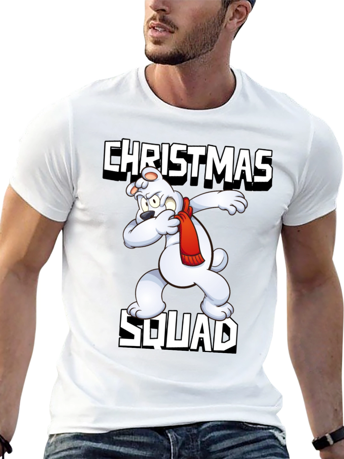Camiseta Negra Christmas Squad Oso Polar Navideño