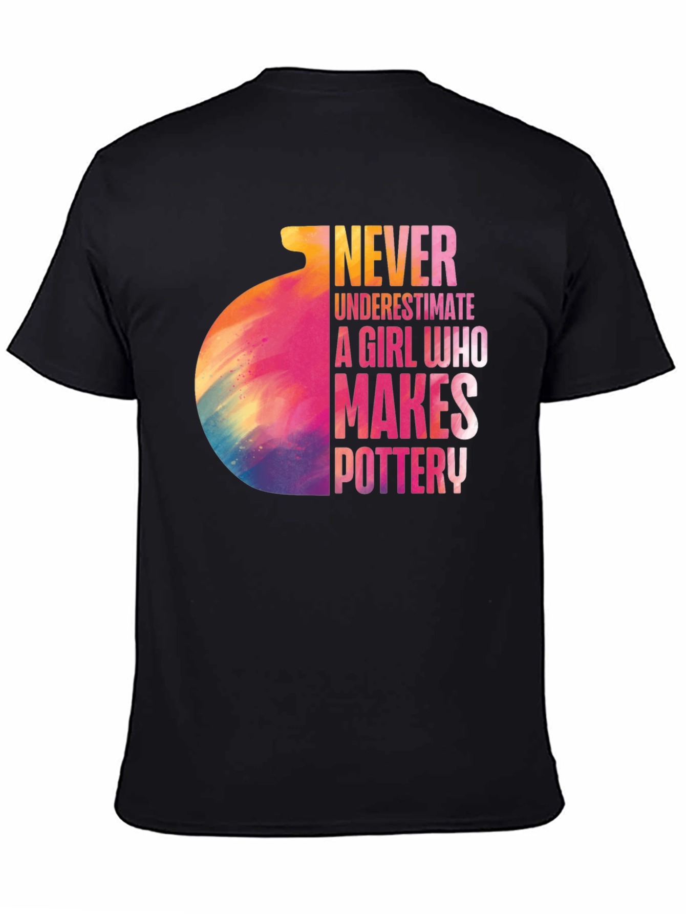 Camiseta Negra Pottery Girl para Amantes de la Cerámica