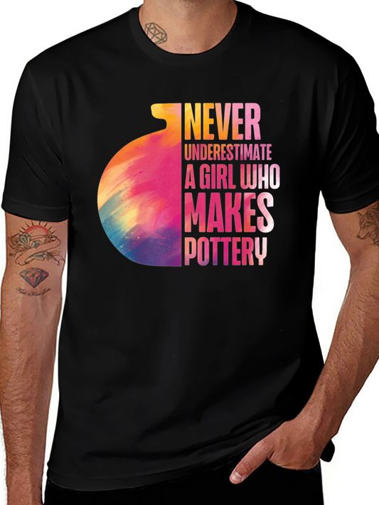 Camiseta Negra Pottery Girl para Amantes de la Cerámica
