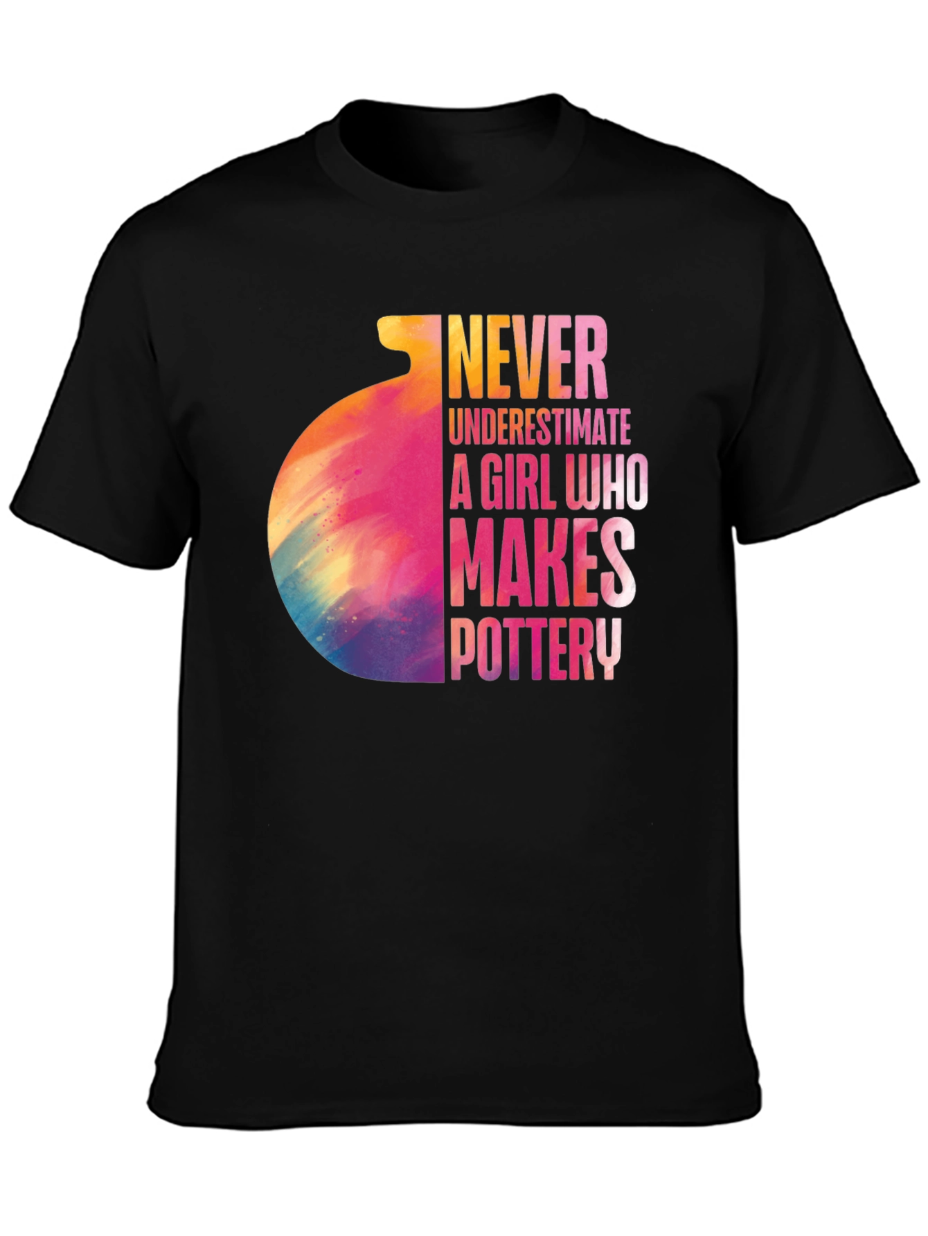 Camiseta Negra Pottery Girl para Amantes de la Cerámica