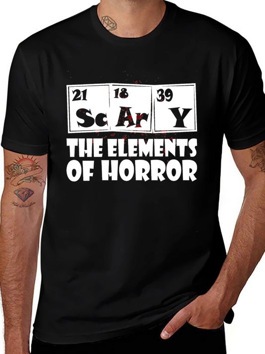 Camiseta Negra Elementos del Horror para Hombre