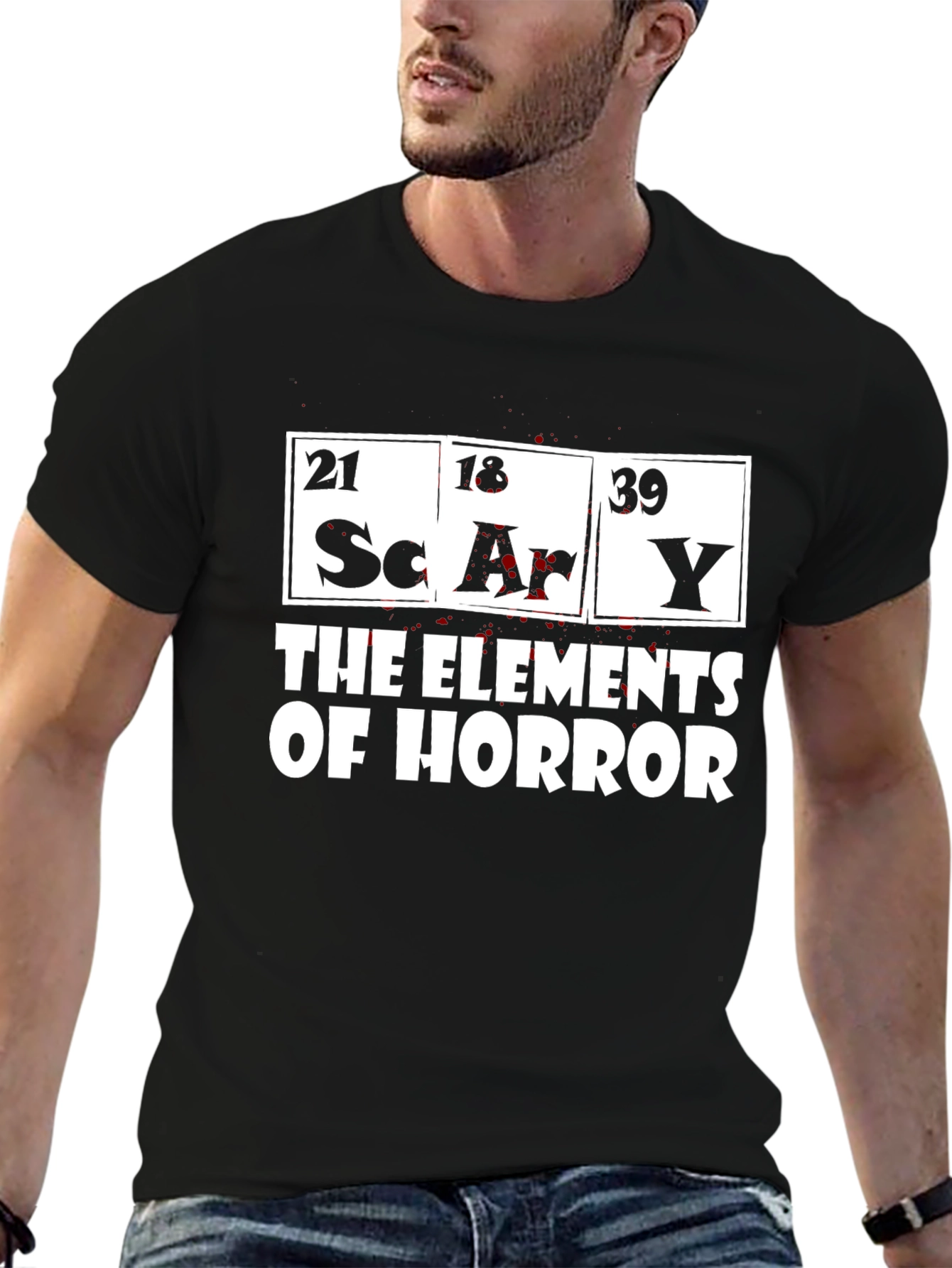 Camiseta Negra Elementos del Horror para Hombre