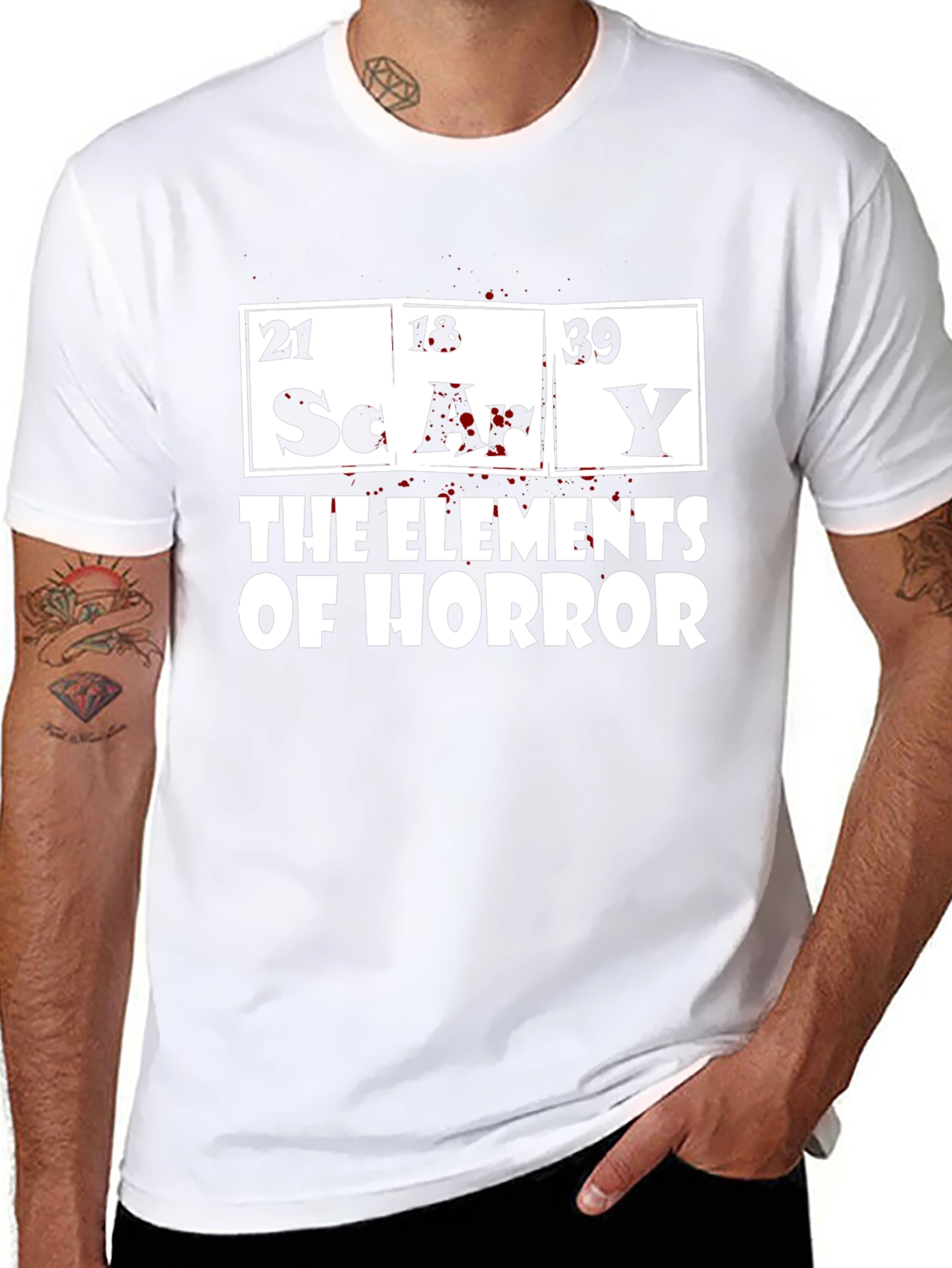 Camiseta Negra Elementos del Horror para Hombre