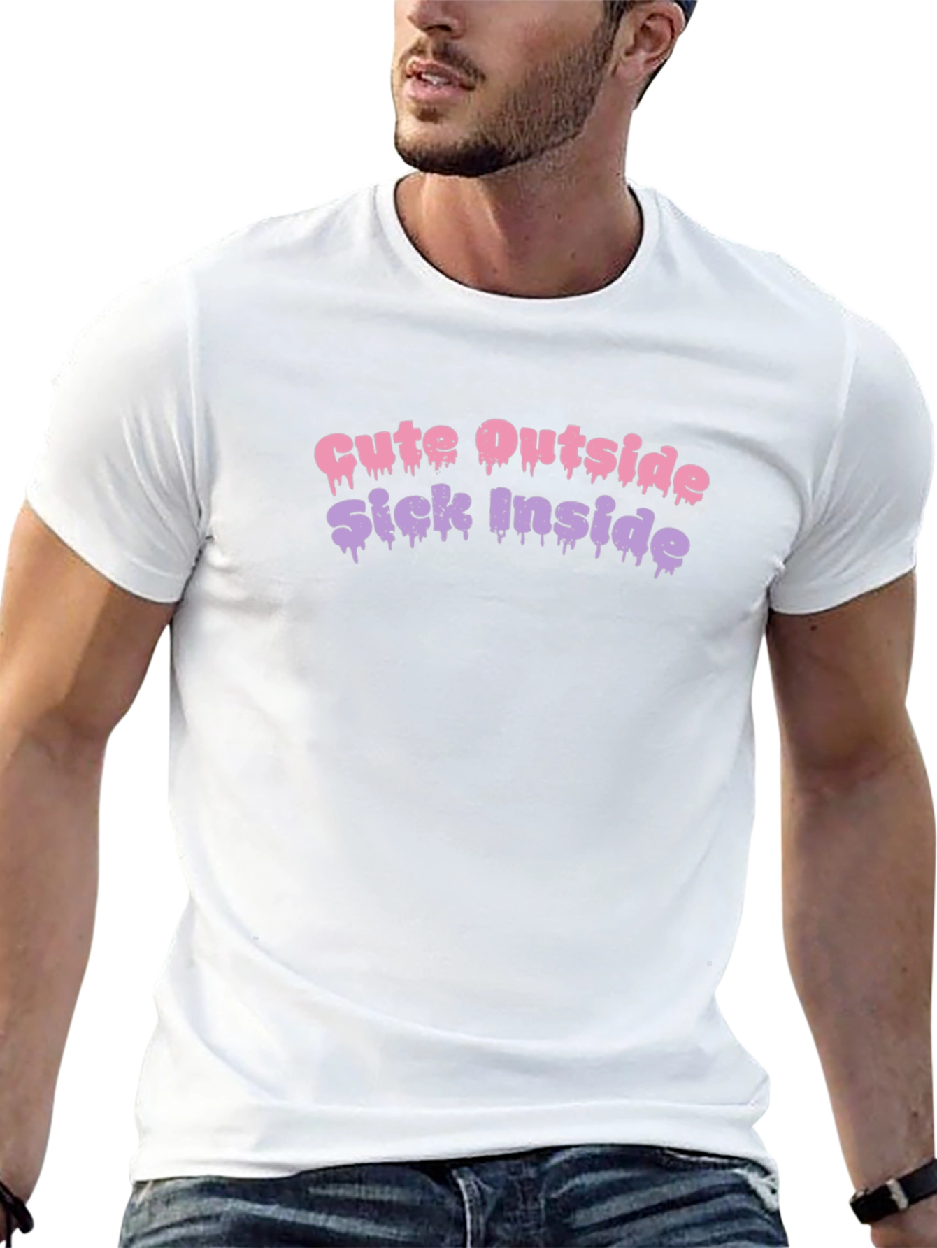 Camiseta Negra con Diseño Cute Outside Sick Inside