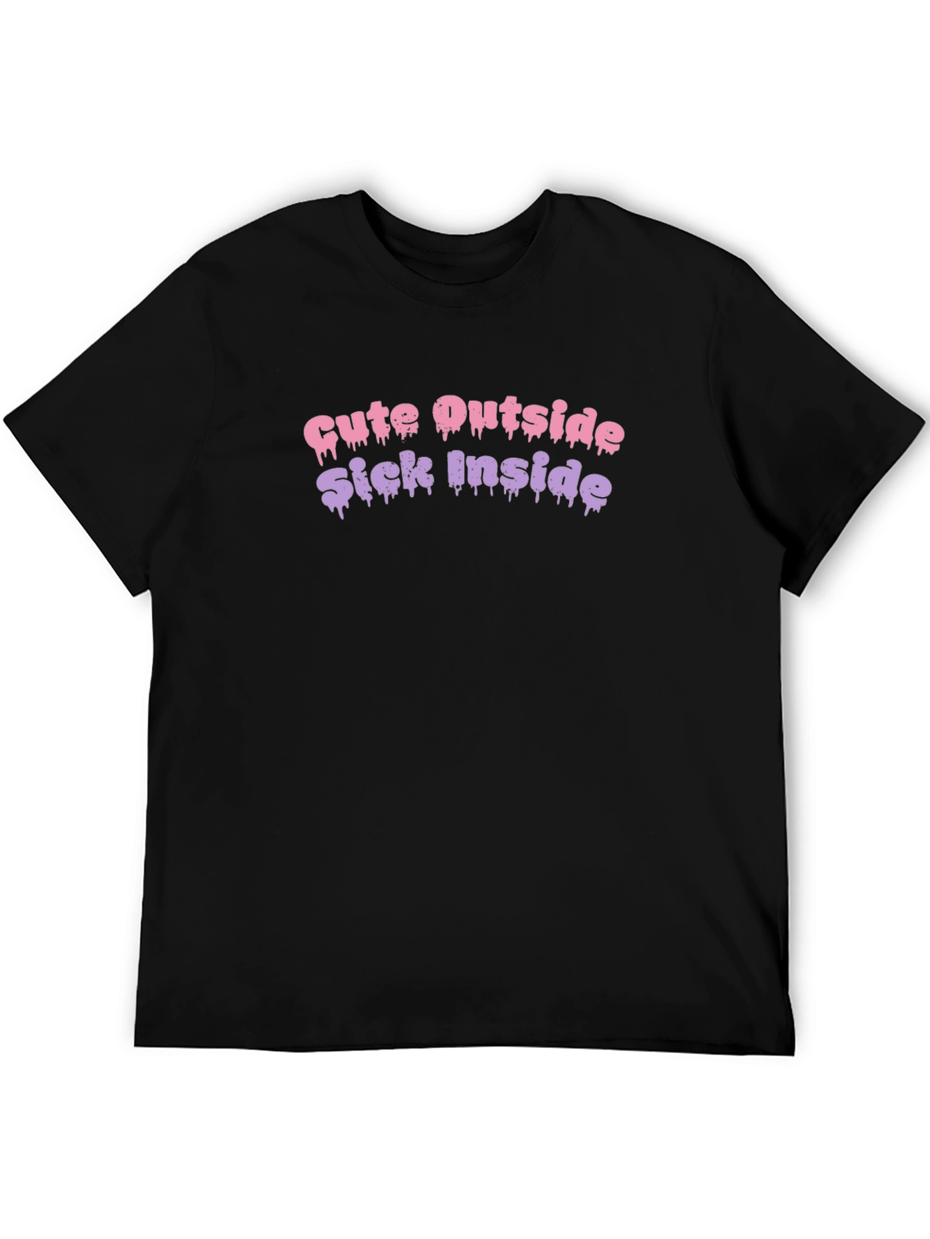 Camiseta Negra con Diseño Cute Outside Sick Inside