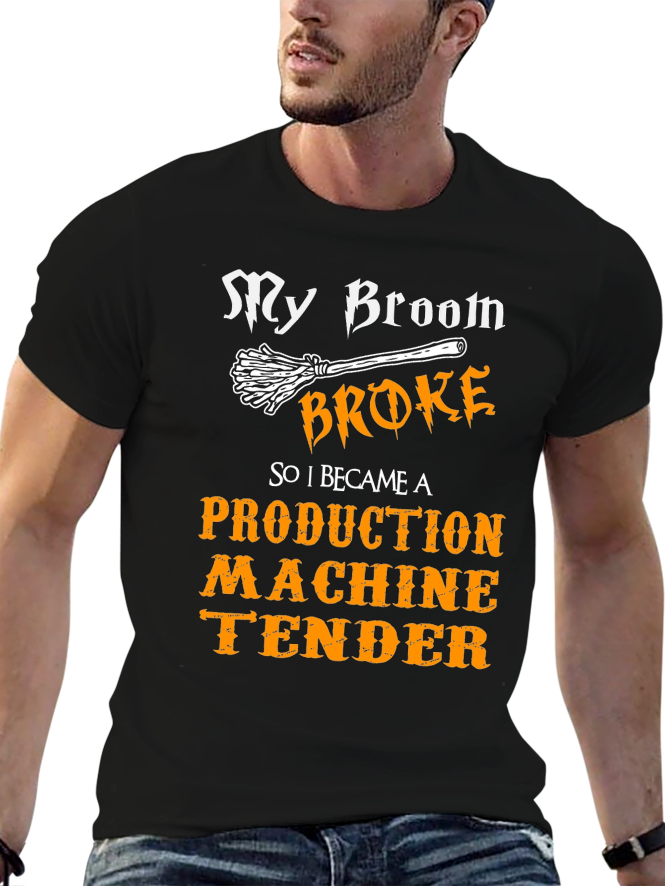 Camiseta Negra: Mi Escoba Se Rompió Operario de Producción