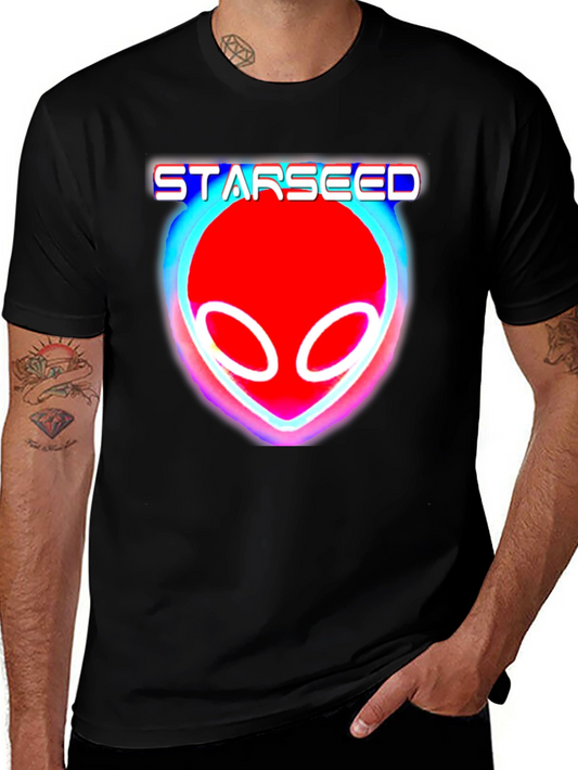 Camiseta Negra Starseed Alienígena Neón Unisex