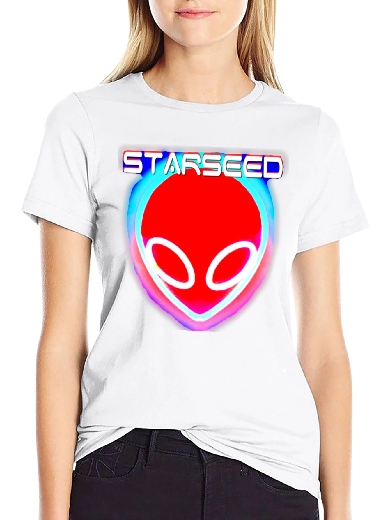 Camiseta Negra Starseed Alienígena Neón Unisex