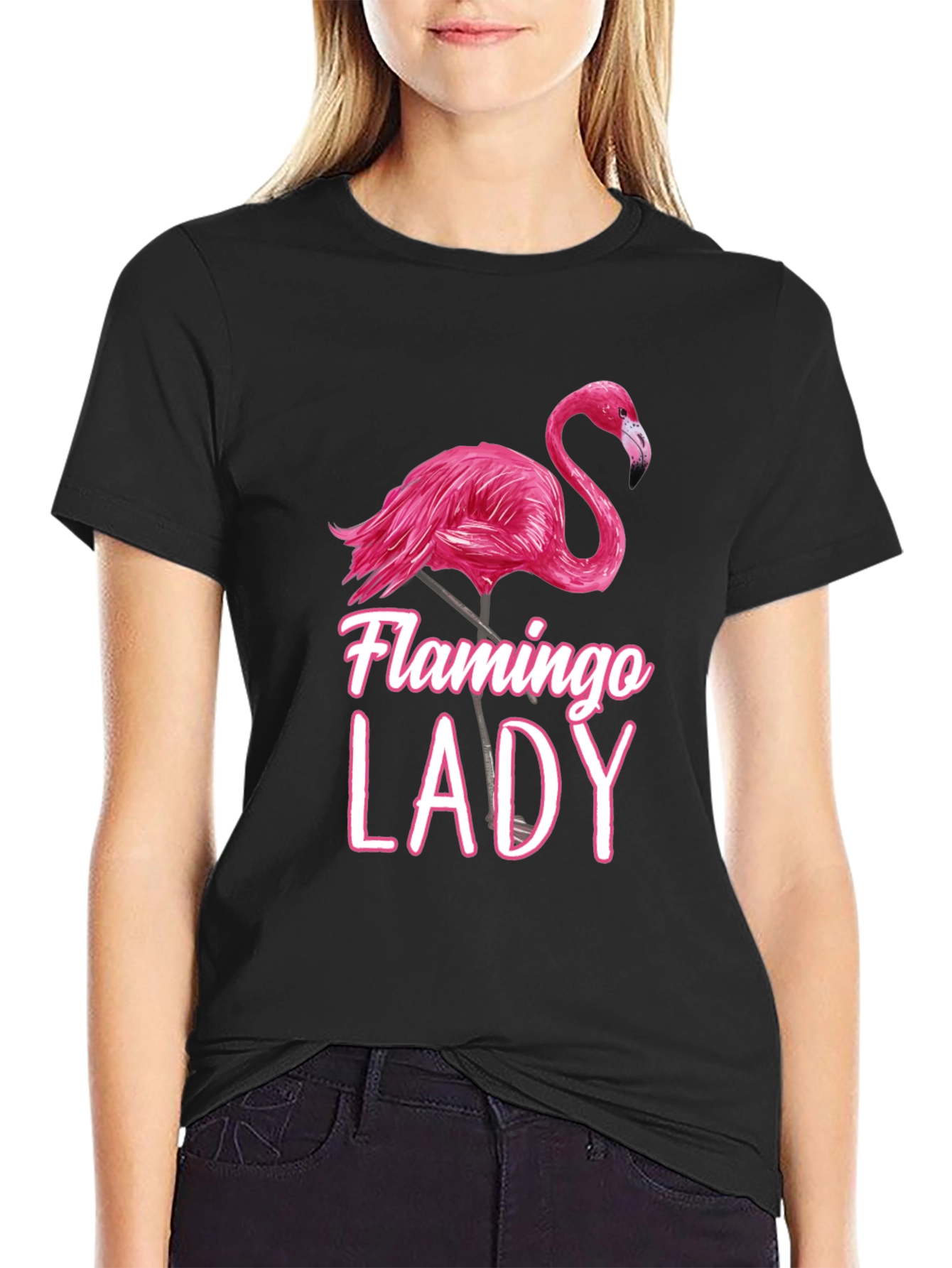 Camiseta Negra Flamingo Lady