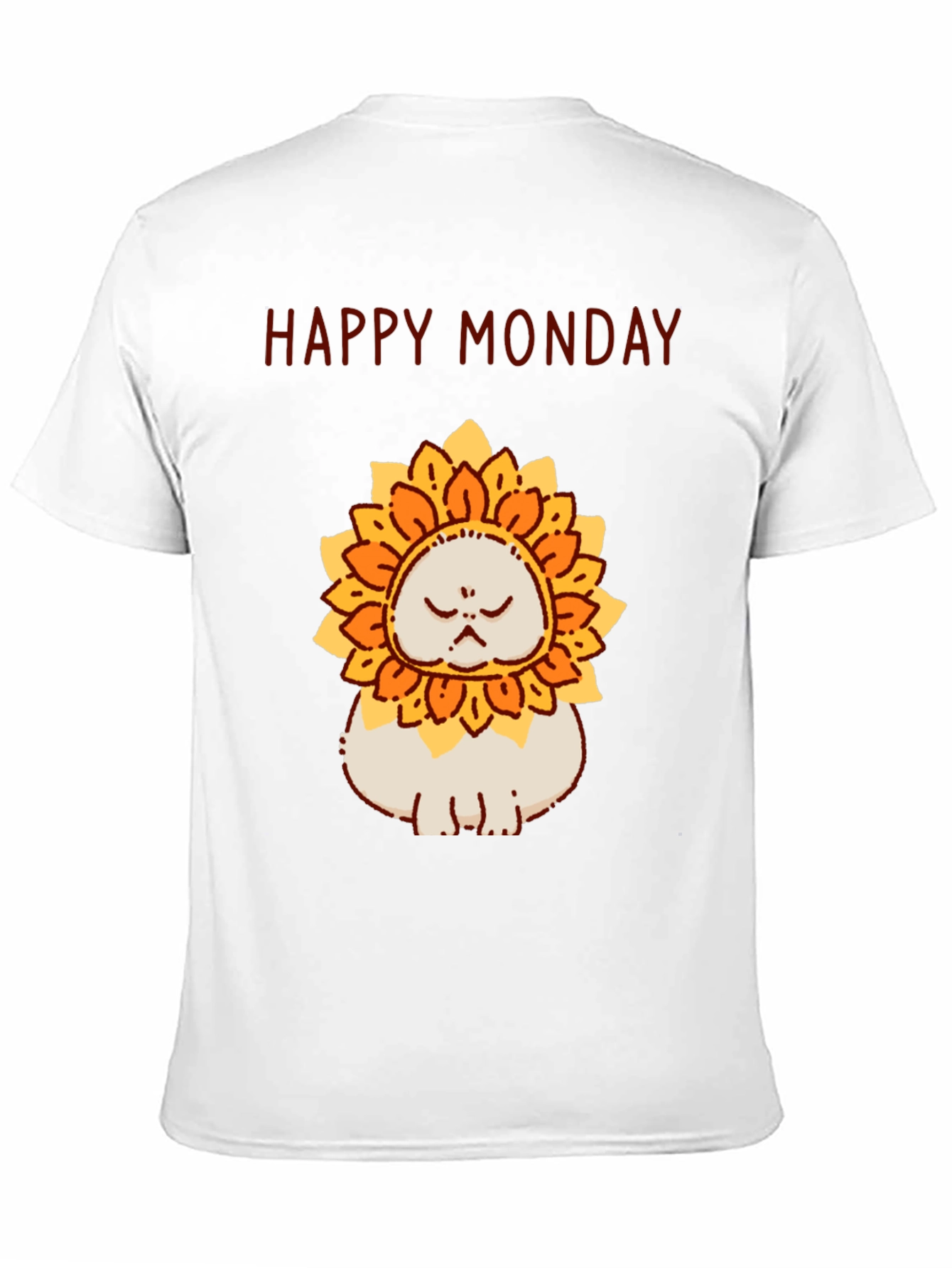 Camiseta Hombre Happy Monday Gato-Girasol Divertida