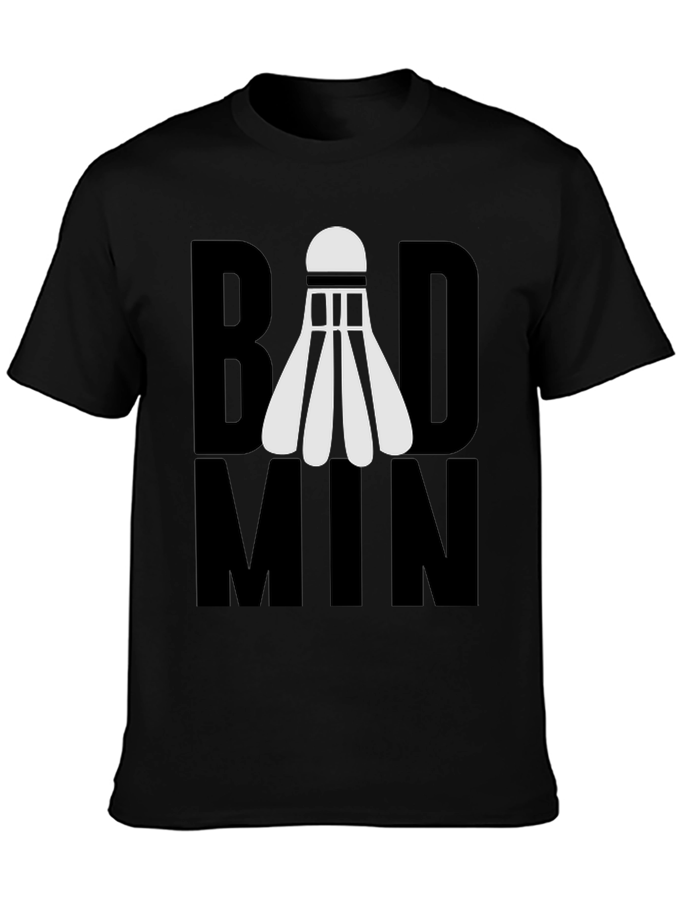 Badminton Shuttlecock Graphic T-Shirt - Black