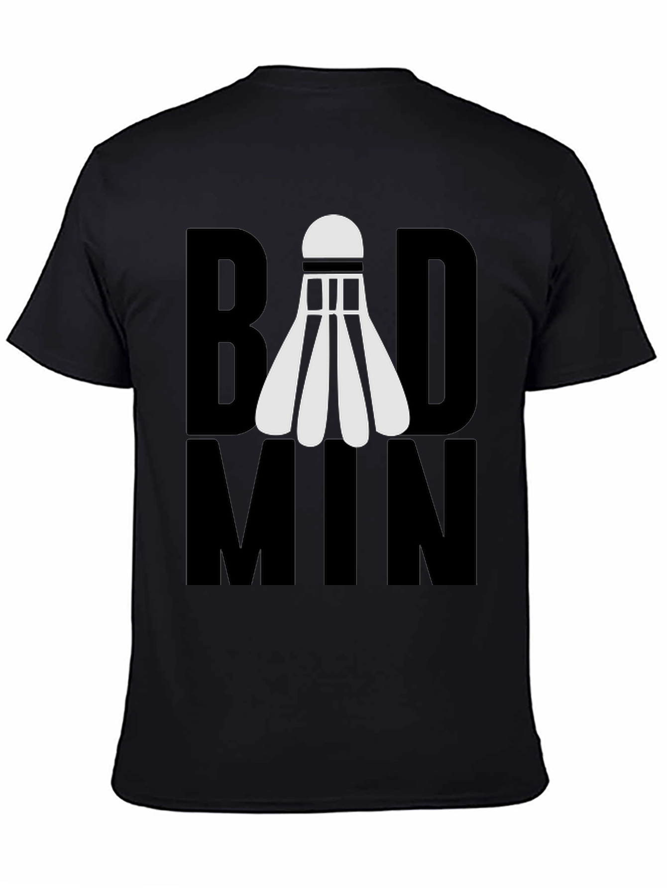 Badminton Shuttlecock Graphic T-Shirt - Black