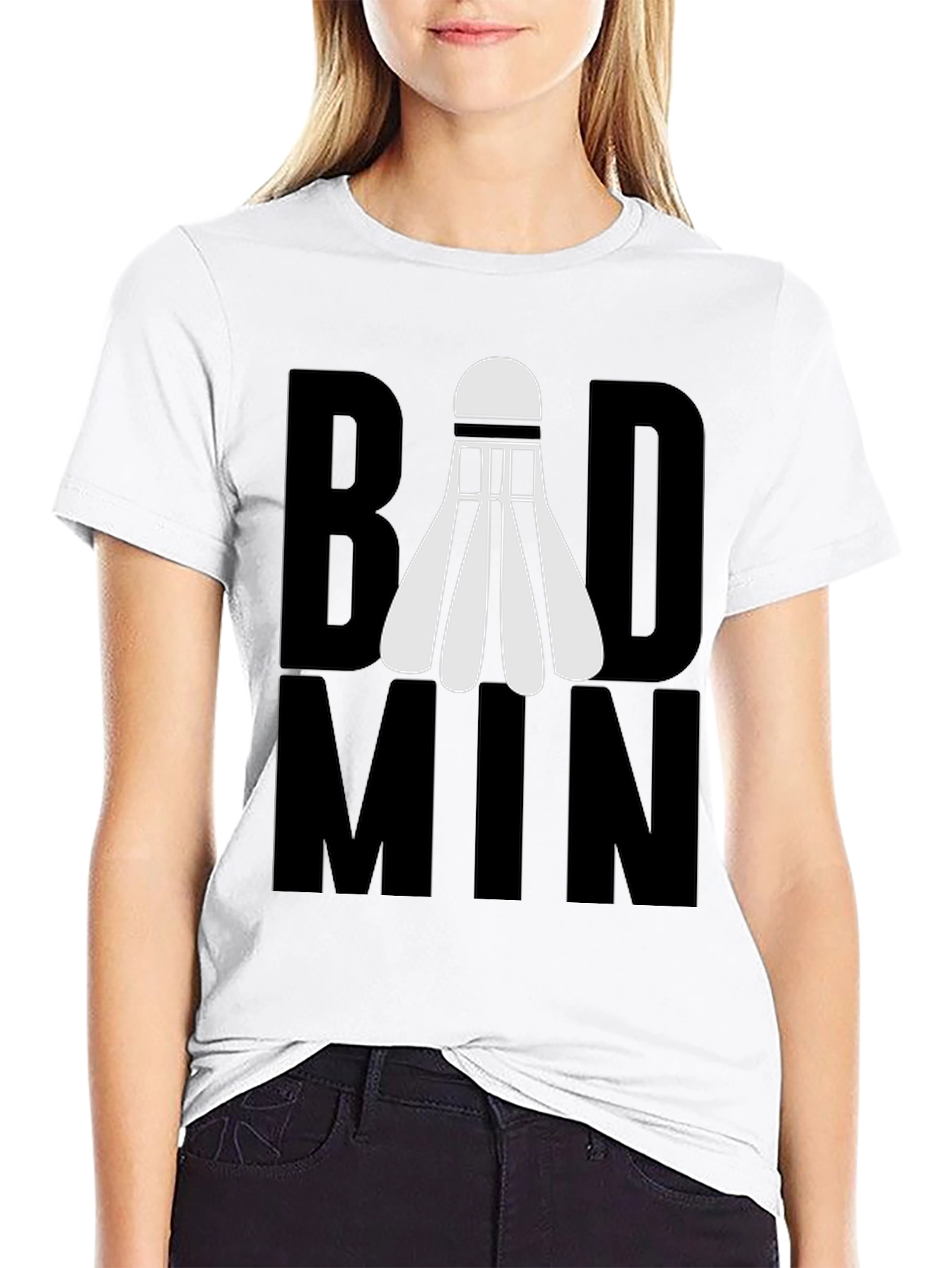 Badminton Shuttlecock Graphic T-Shirt - Black