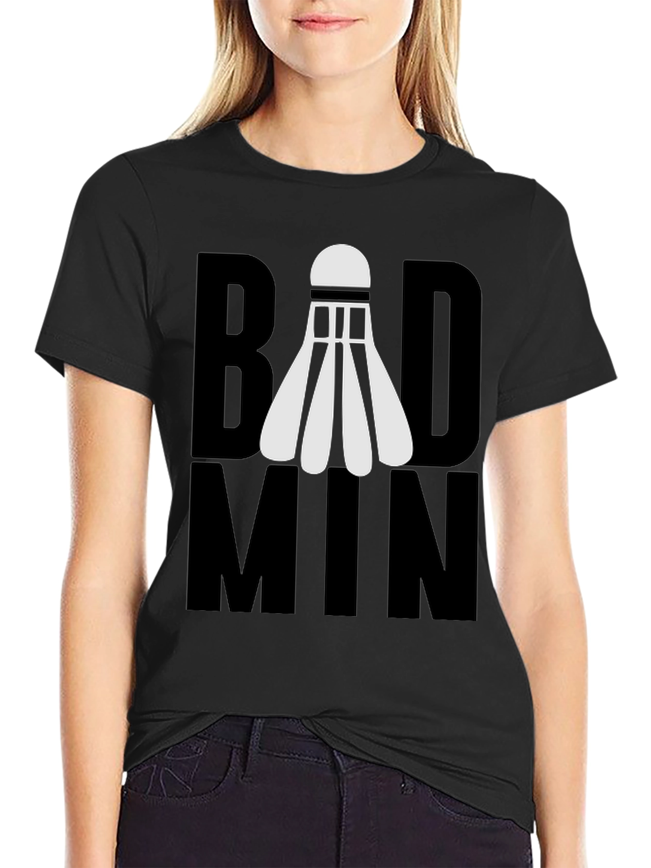 Badminton Shuttlecock Graphic T-Shirt - Black
