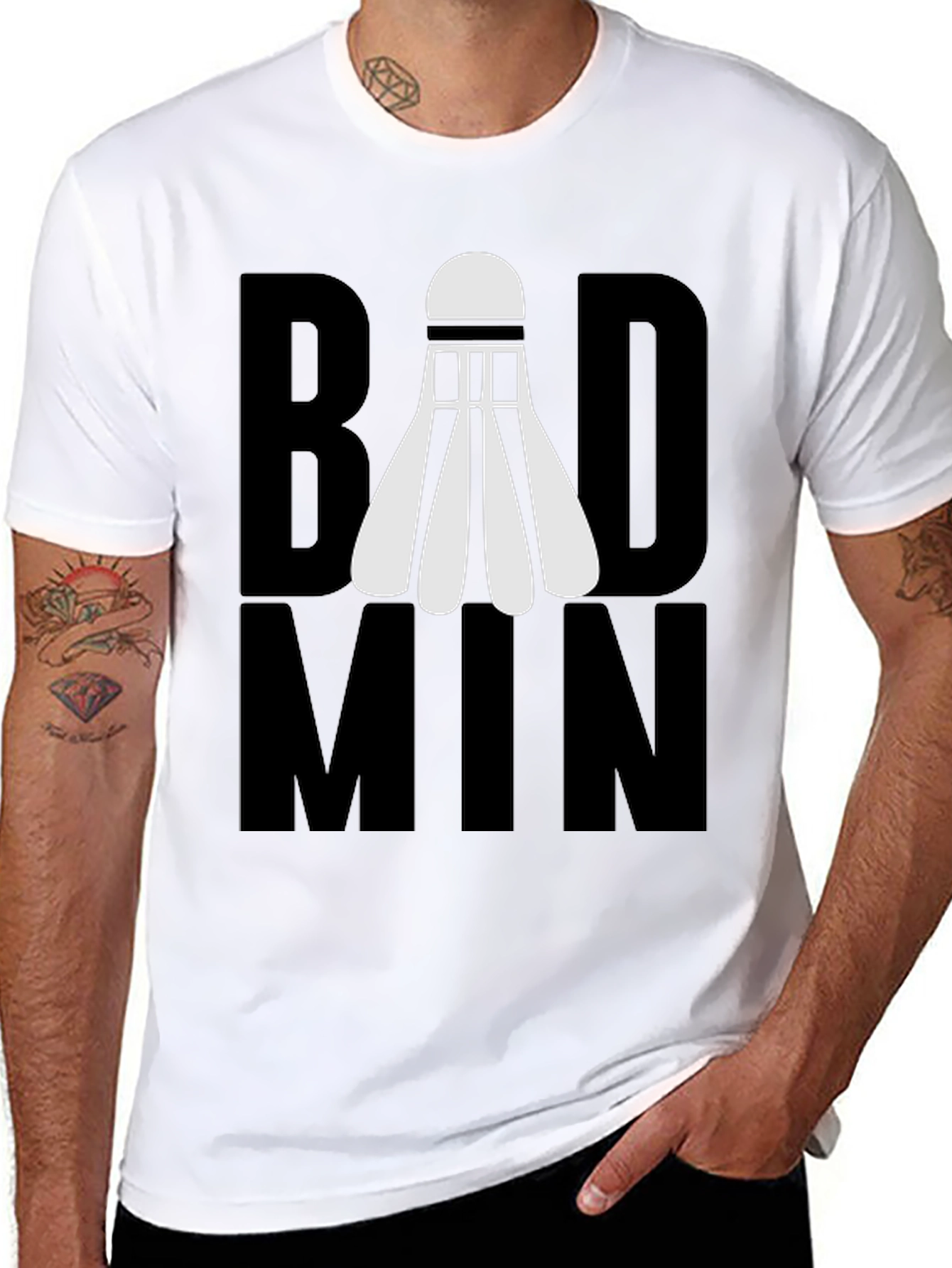 Badminton Shuttlecock Graphic T-Shirt - Black