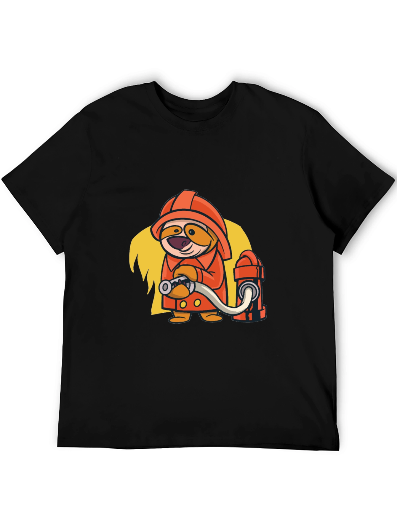 Camiseta Negra con Diseño Divertido de Bombero