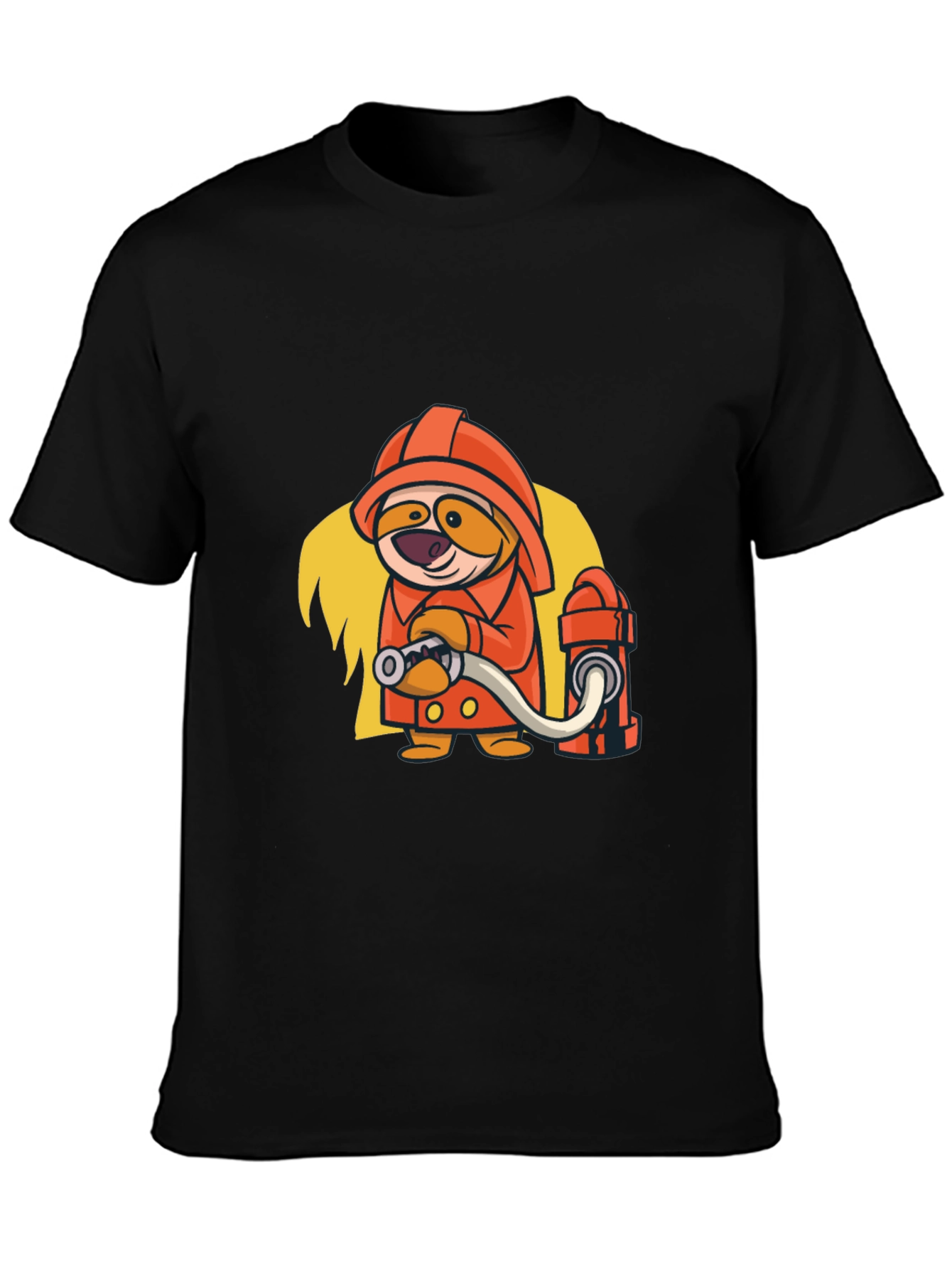 Camiseta Negra con Diseño Divertido de Bombero