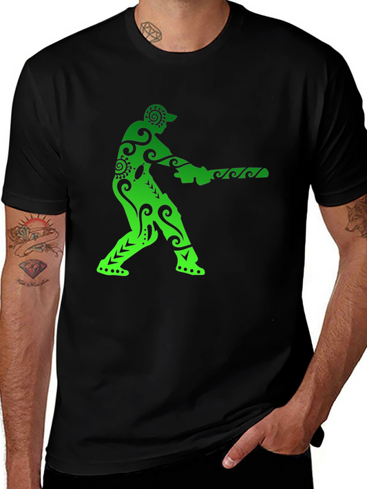 Camiseta Negra con Diseño de Jugador de Cricket Tribal