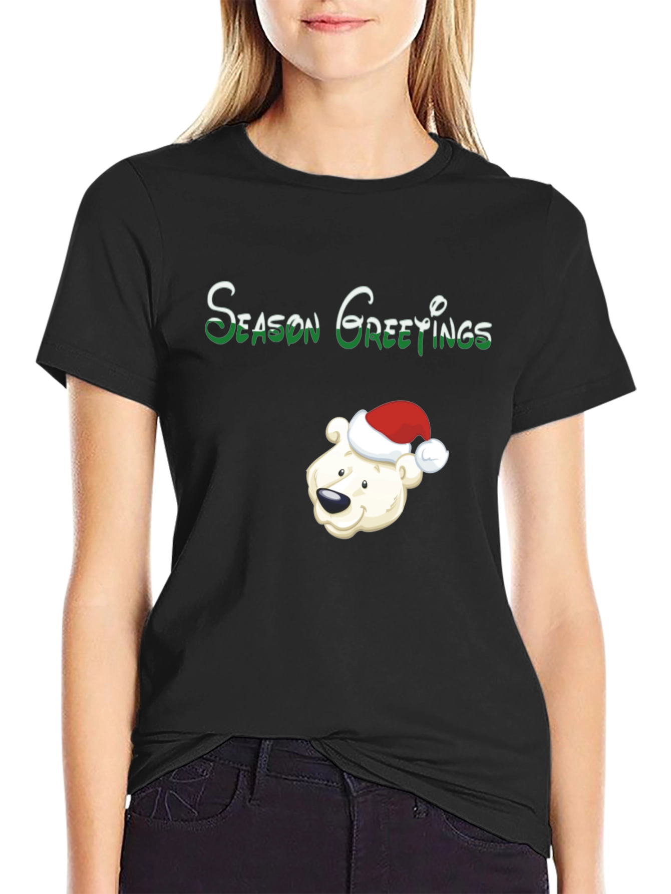 Camiseta Negra Navideña Oso Polar
