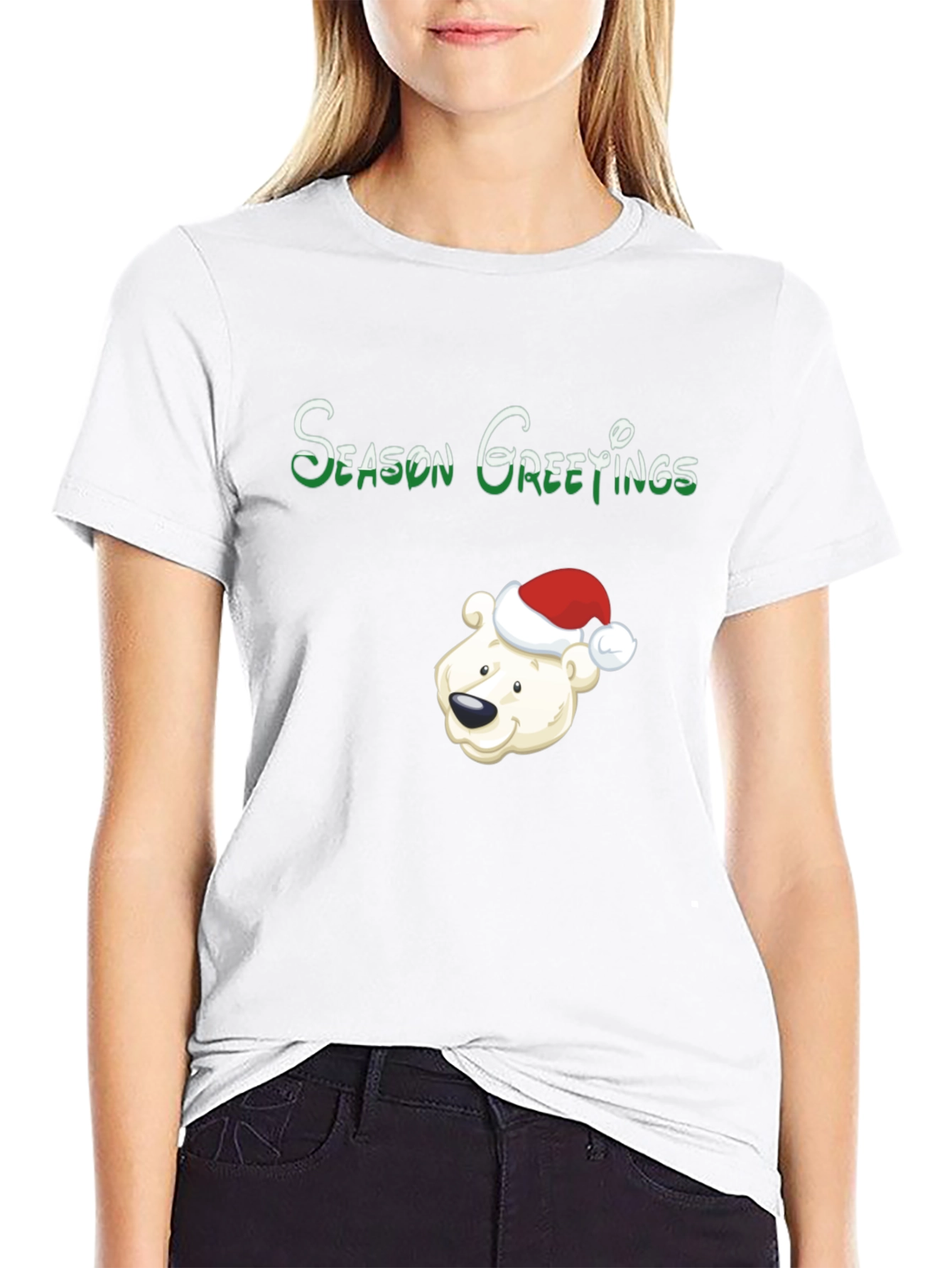 Camiseta Negra Navideña Oso Polar