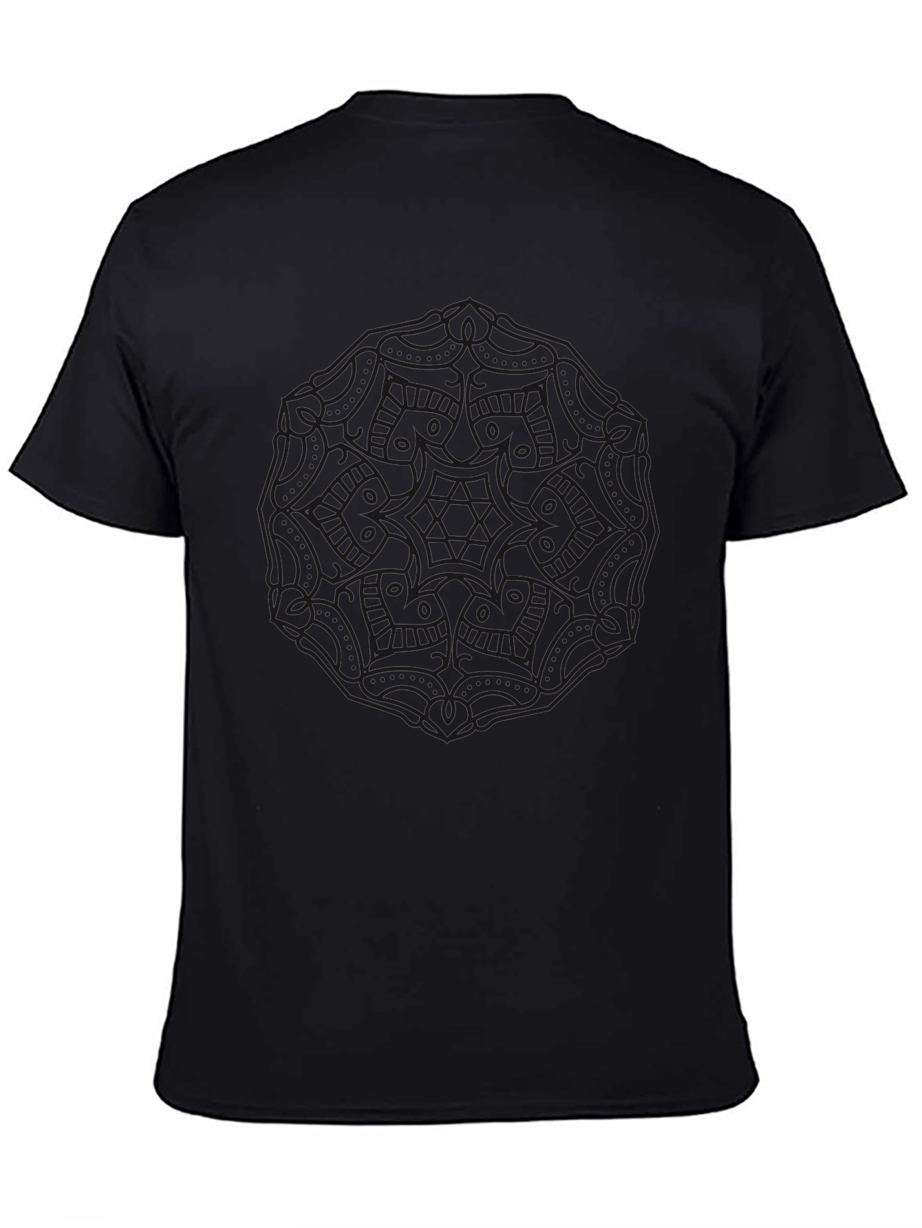 Camiseta Negra Estampada Mandala para Hombre