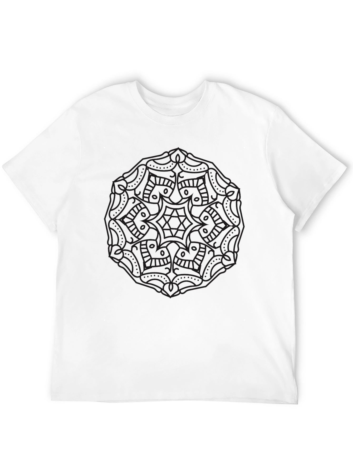 Camiseta Negra Estampada Mandala para Hombre