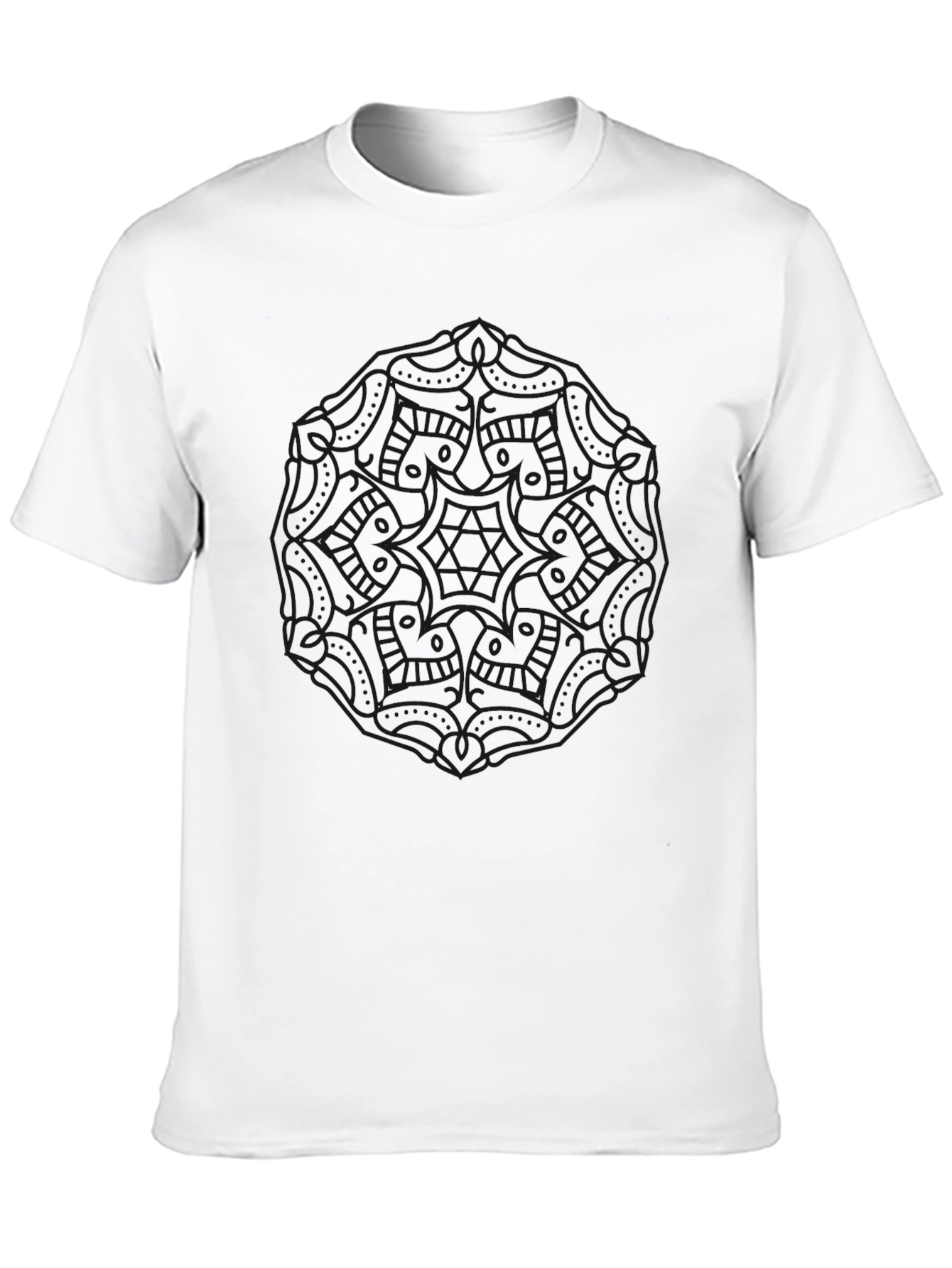 Camiseta Negra Estampada Mandala para Hombre