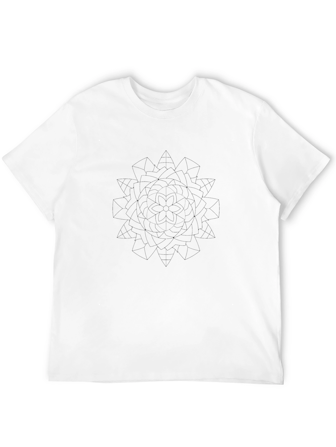 Camiseta Negra Mandala Geométrica Hombre Casual