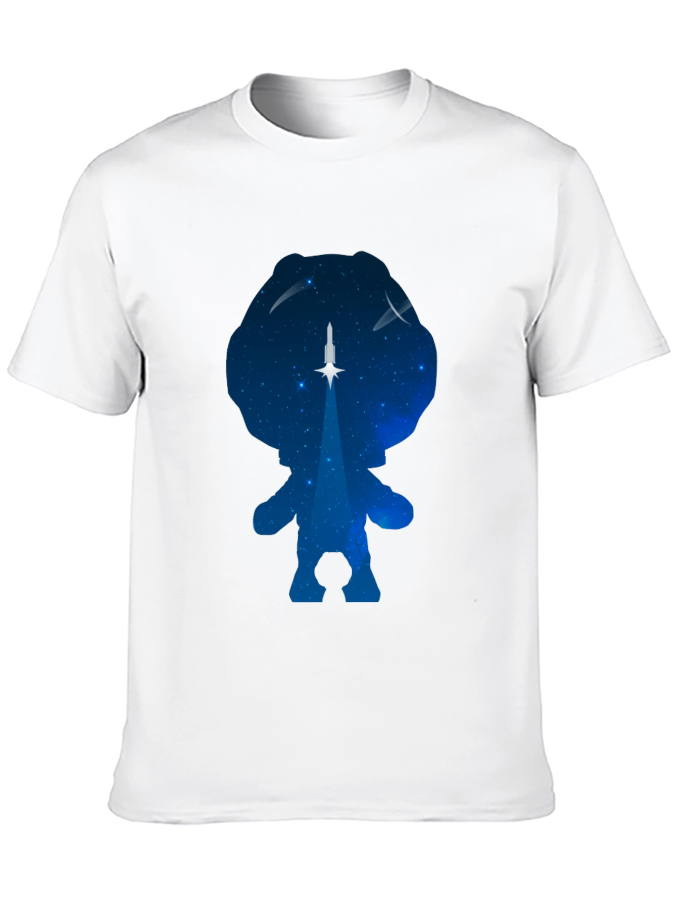 Camiseta Negra con Diseño Astronauta y Cohete Espacial