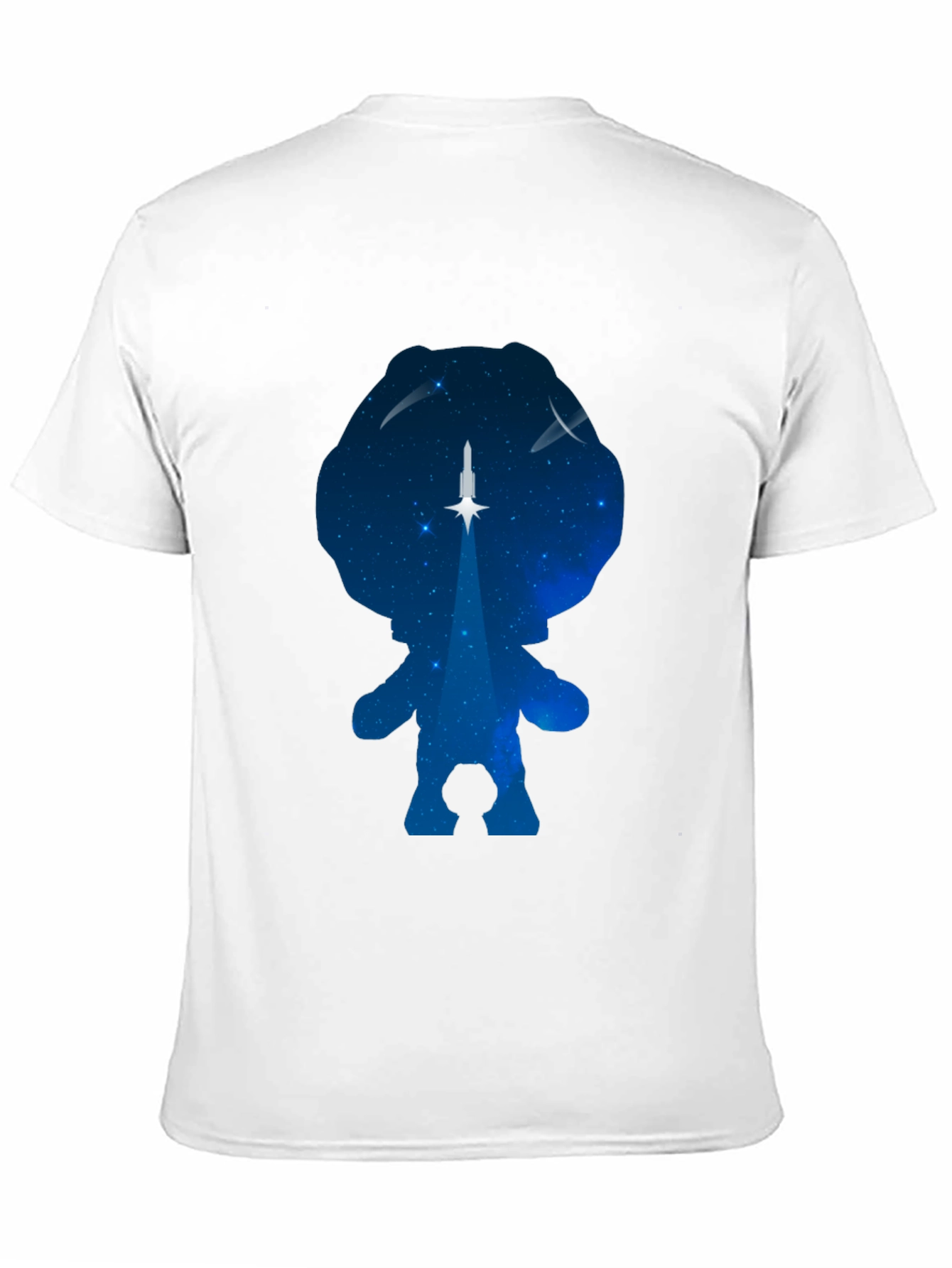 Camiseta Negra con Diseño Astronauta y Cohete Espacial