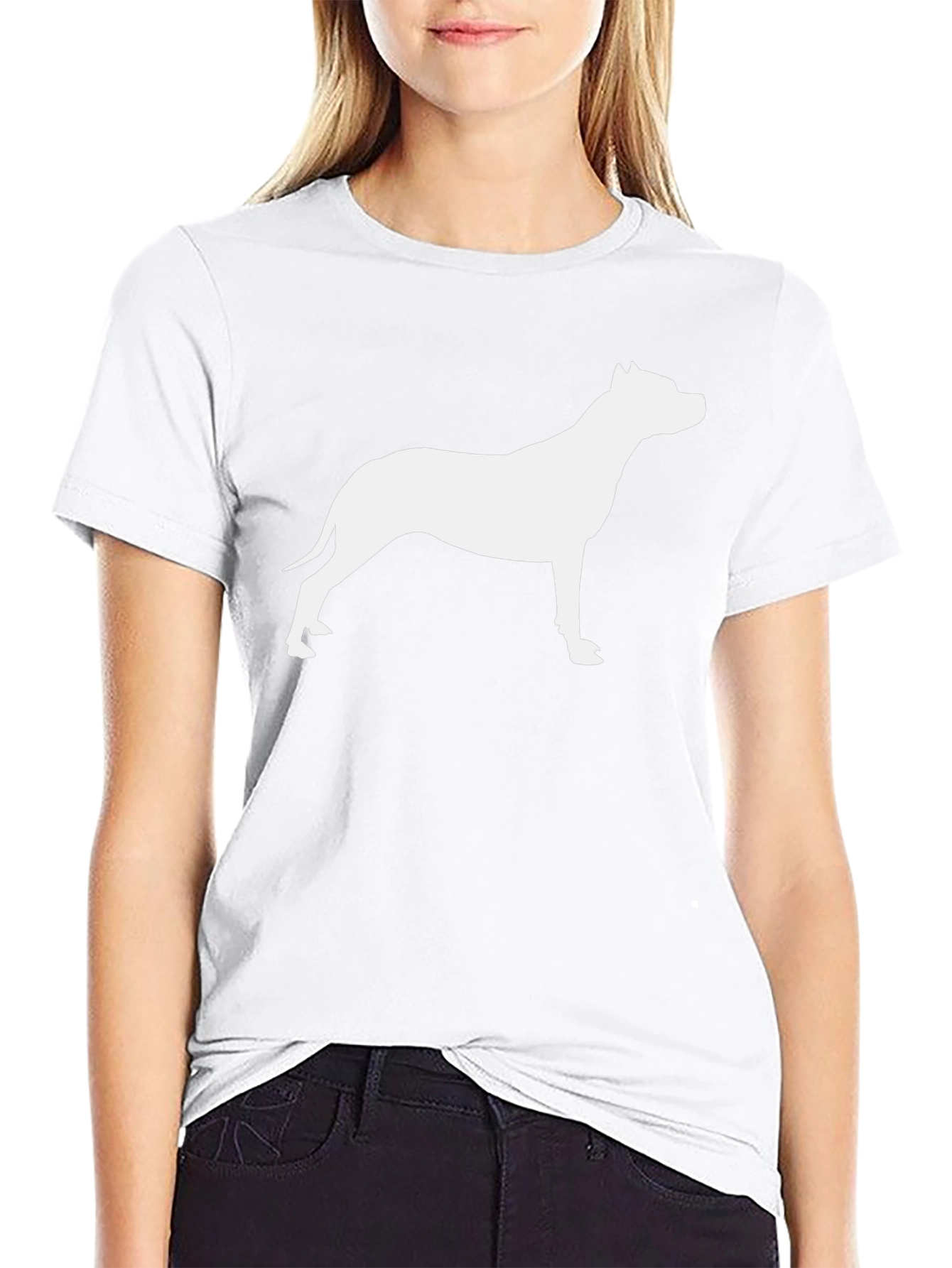 Camiseta Negra con Silueta de Perro Pitbull