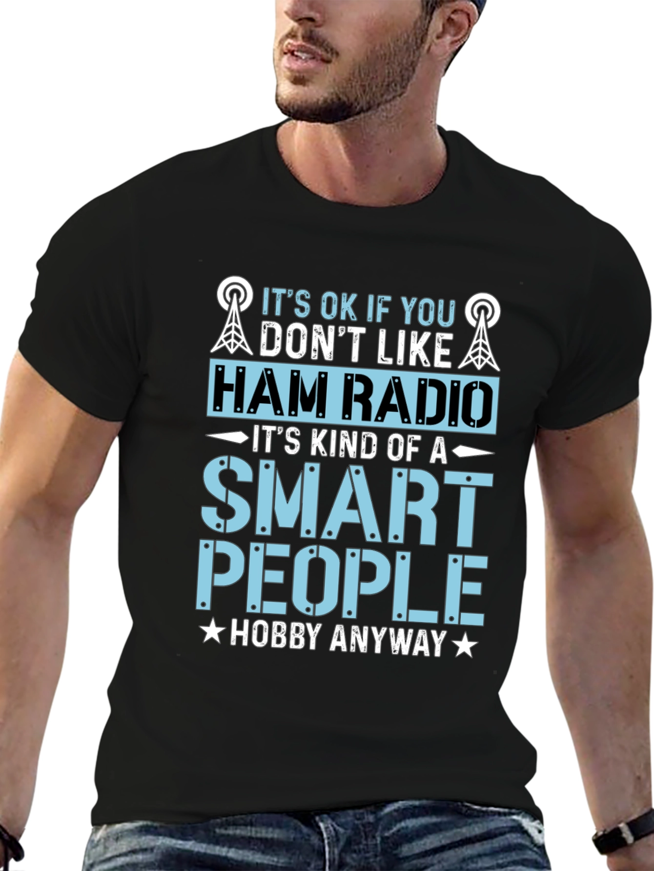 Camiseta Negra Radioaficionado - Hobby Inteligente