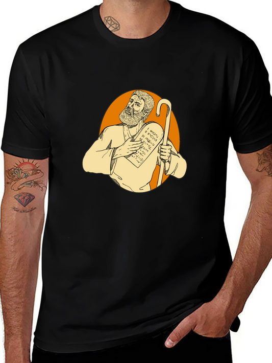 Camiseta Negra con Diseño de Moisés