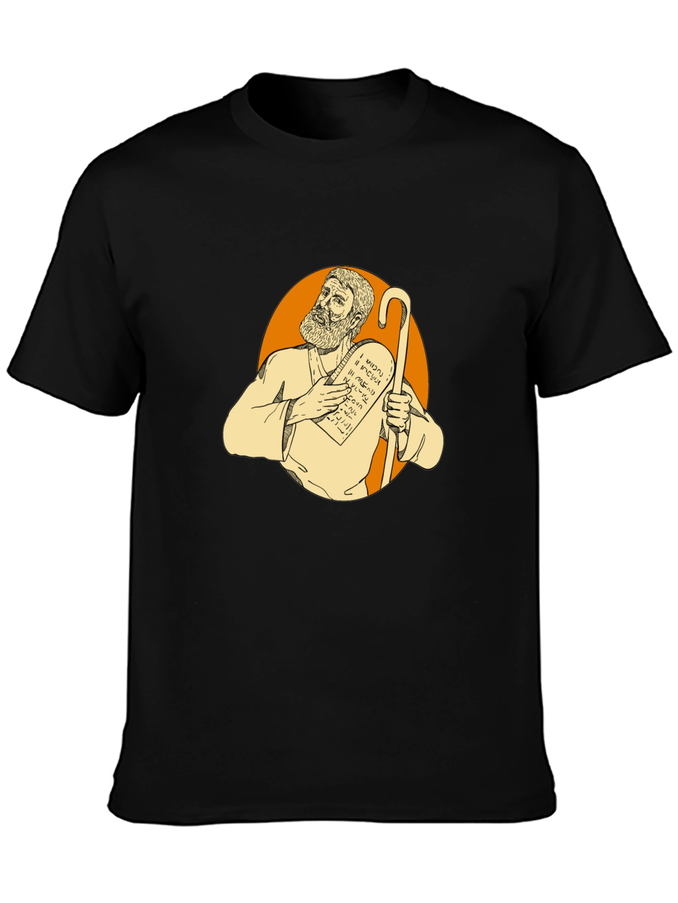 Camiseta Negra con Diseño de Moisés