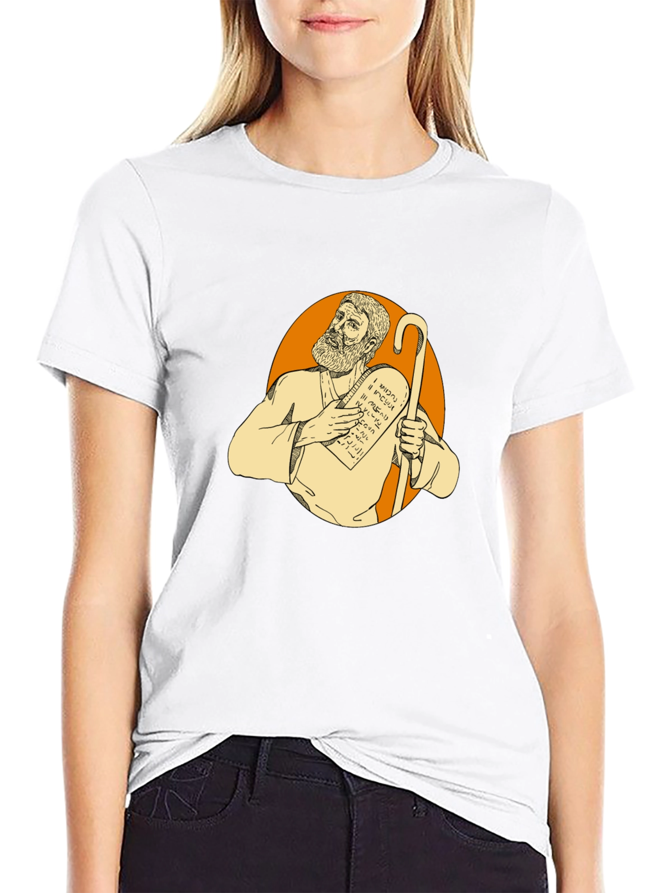 Camiseta Negra con Diseño de Moisés