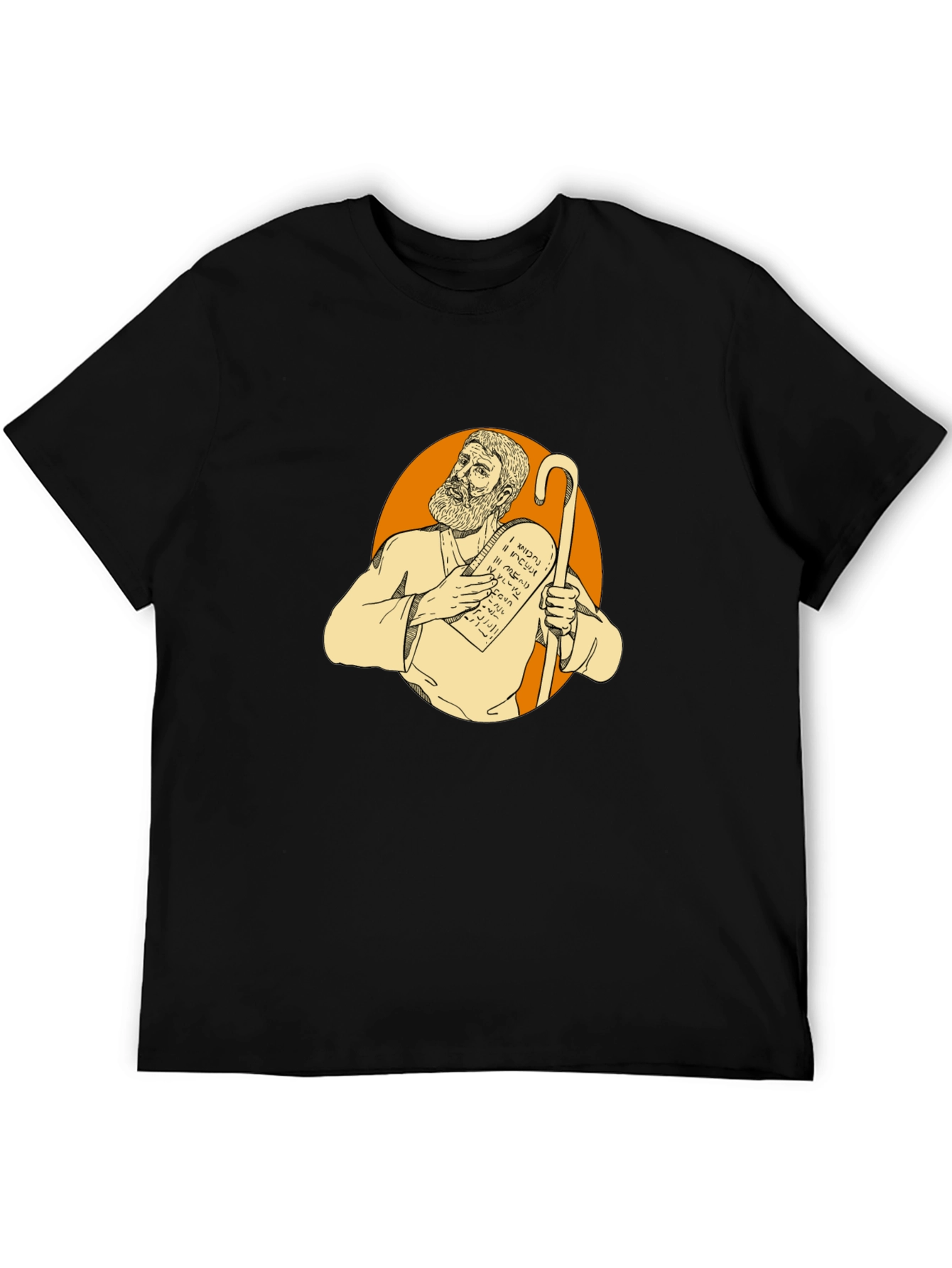 Camiseta Negra con Diseño de Moisés
