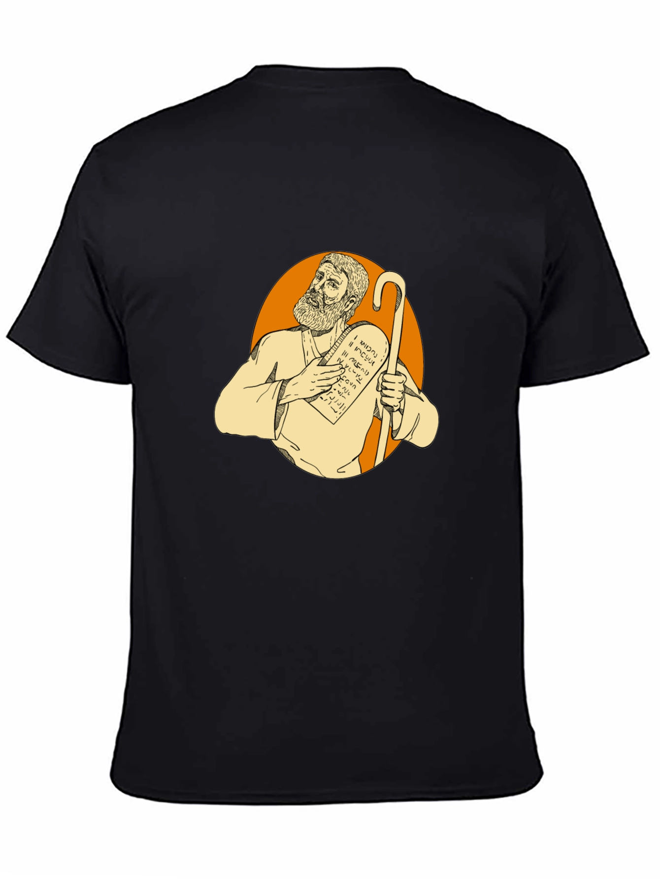 Camiseta Negra con Diseño de Moisés
