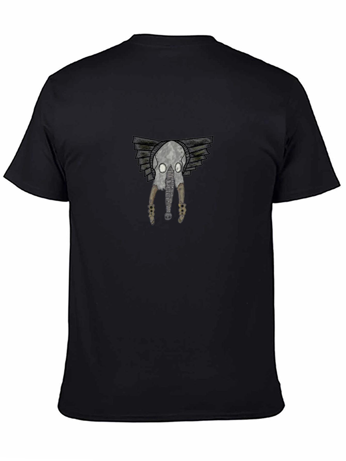 Camiseta Negra con Diseño de Cráneo Alado