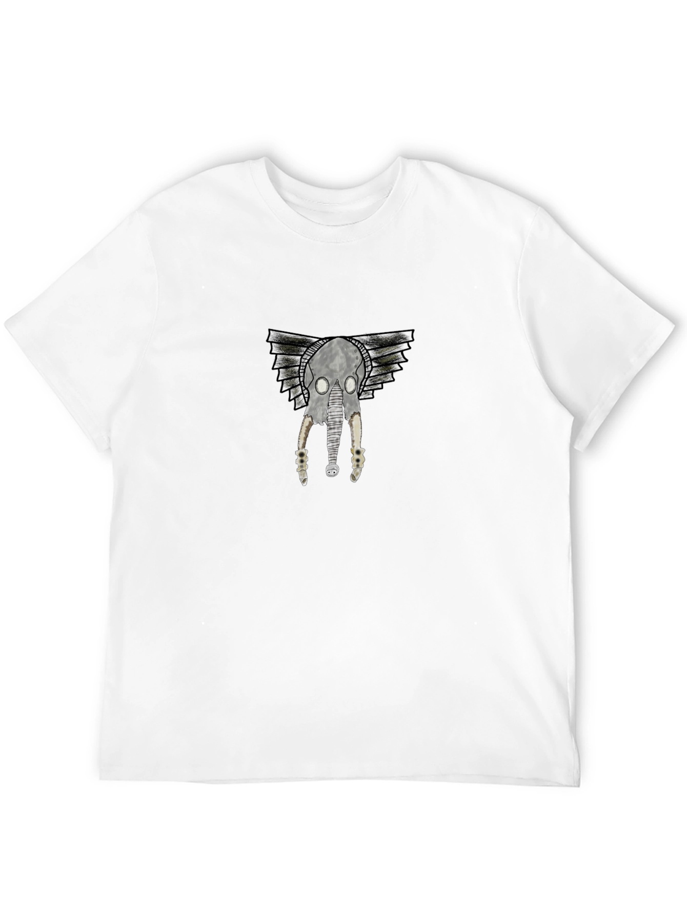 Camiseta Negra con Diseño de Cráneo Alado