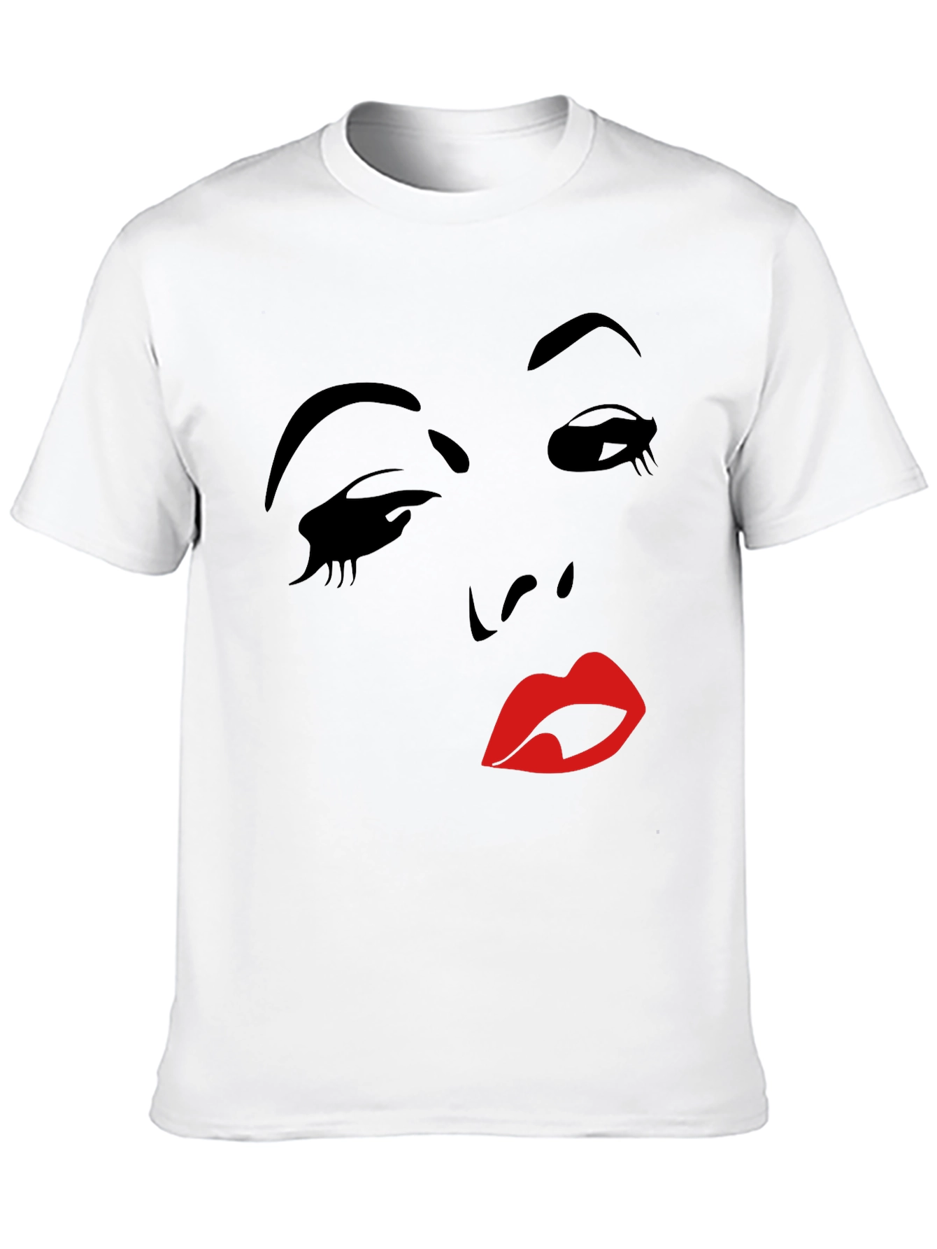 Camiseta Negra con Diseño Abstracto de Rostro Femenino