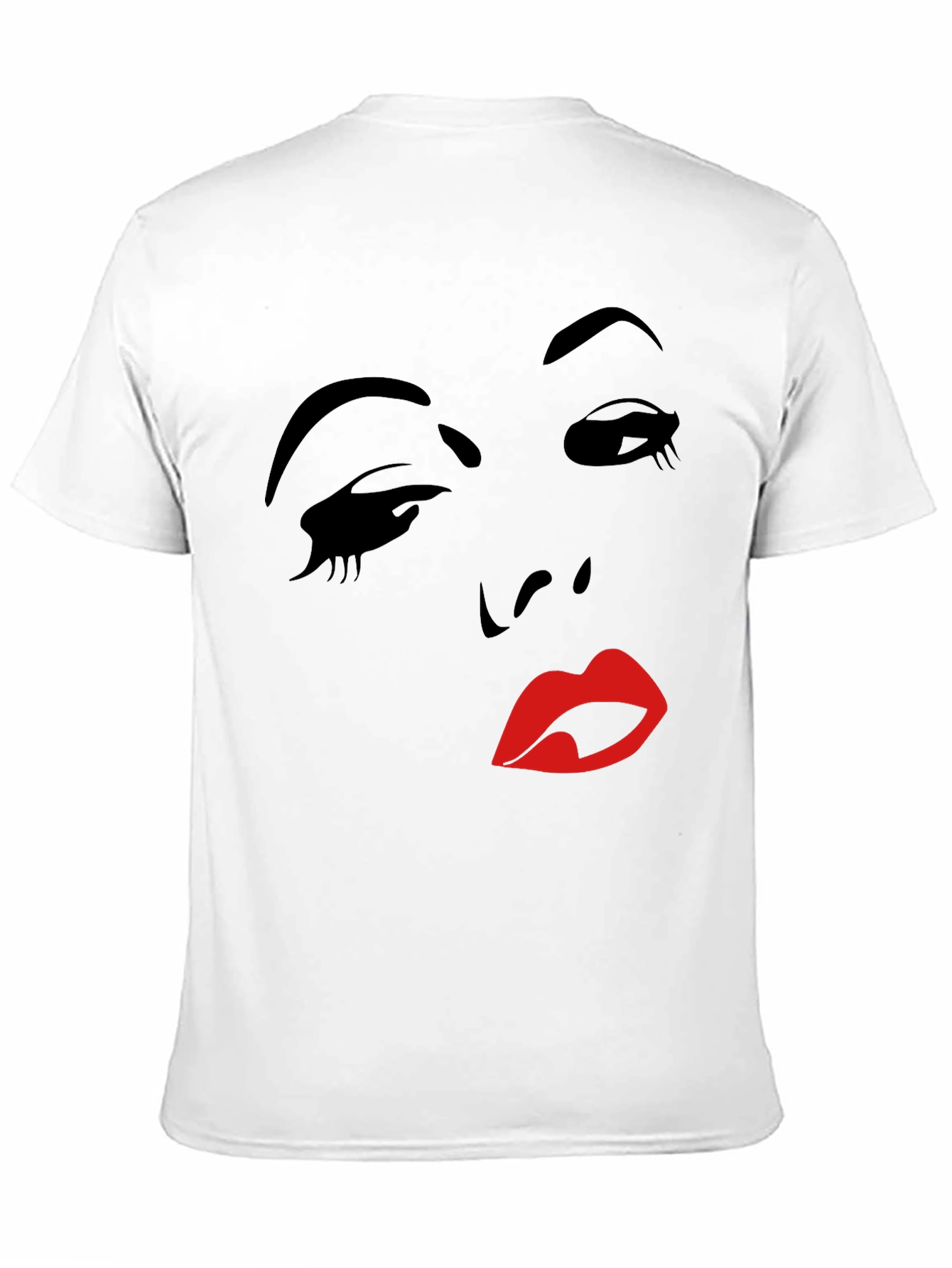 Camiseta Negra con Diseño Abstracto de Rostro Femenino