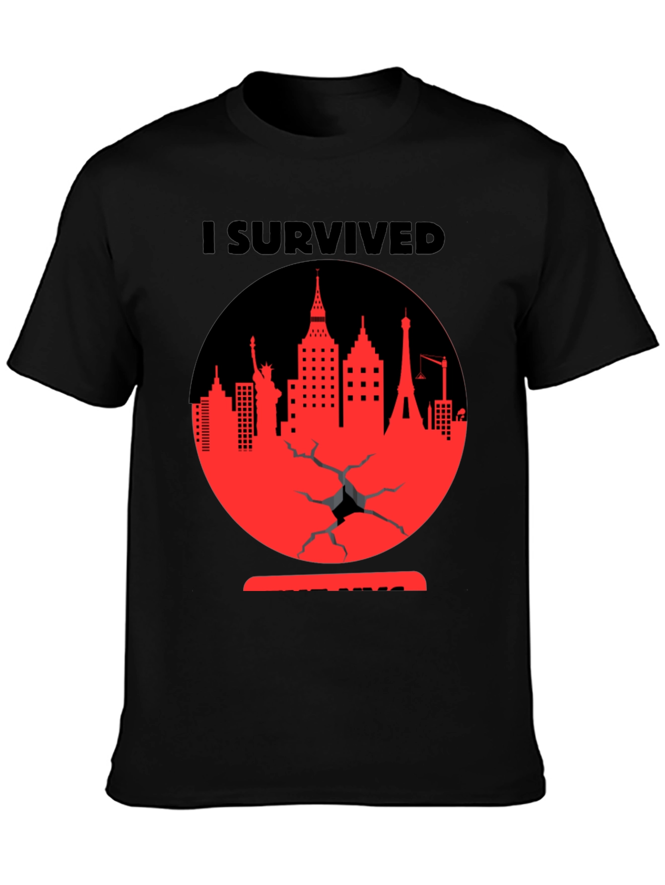 Camiseta Negra Yo Sobreviví Diseño Urbano Rojo