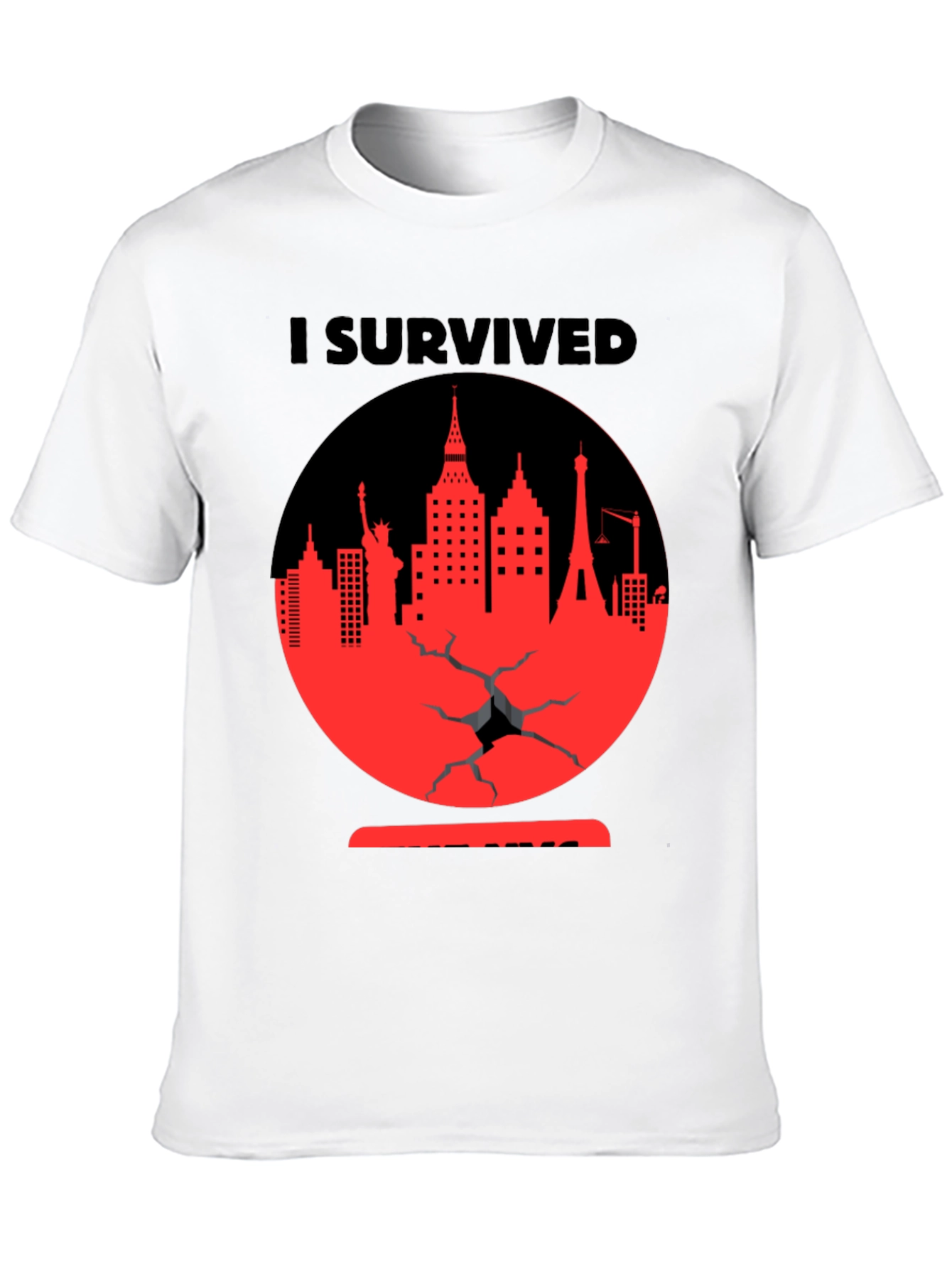 Camiseta Negra Yo Sobreviví Diseño Urbano Rojo