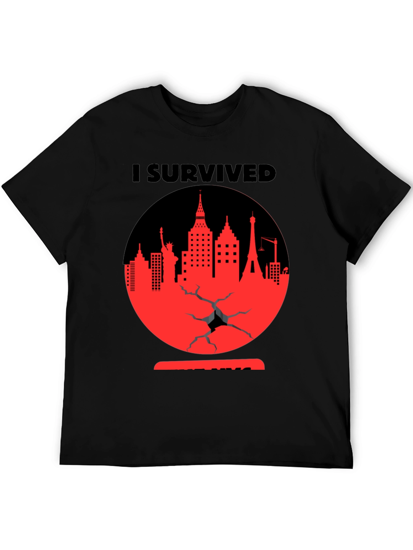 Camiseta Negra Yo Sobreviví Diseño Urbano Rojo