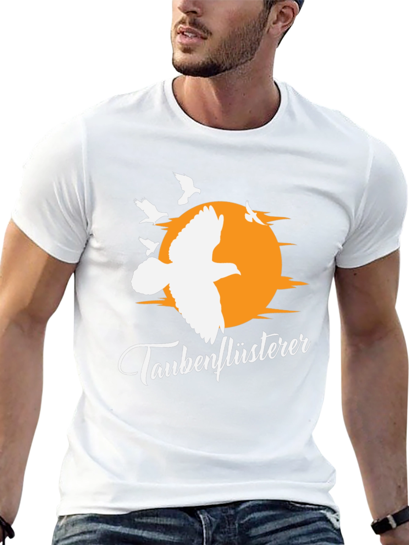 Camiseta Negra Taubenflüsterer con Diseño de Aves