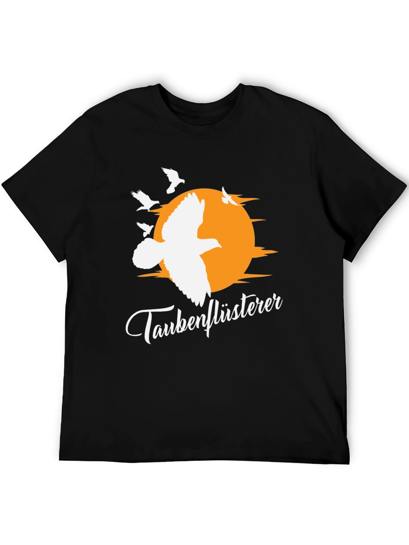 Camiseta Negra Taubenflüsterer con Diseño de Aves