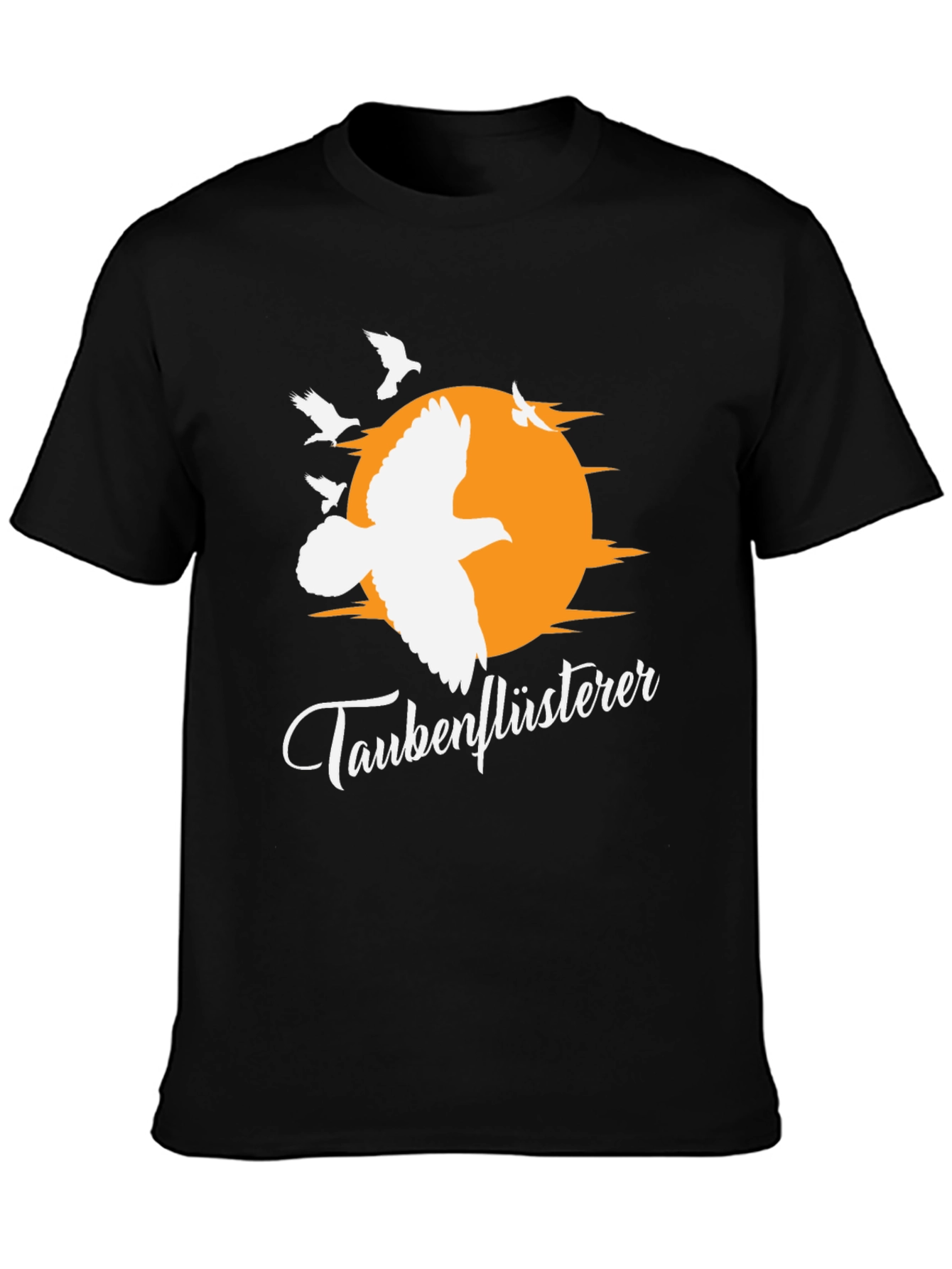 Camiseta Negra Taubenflüsterer con Diseño de Aves