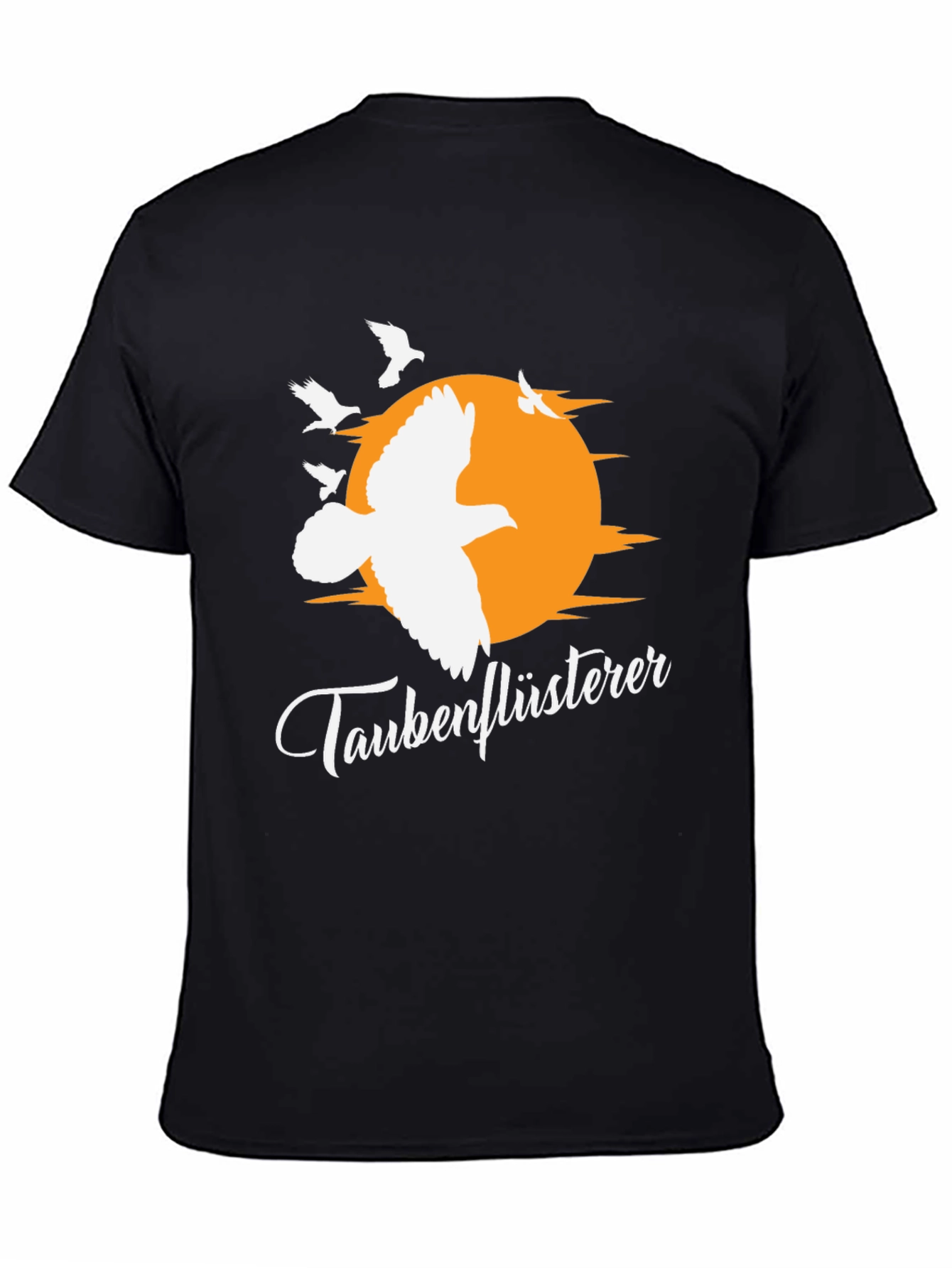 Camiseta Negra Taubenflüsterer con Diseño de Aves